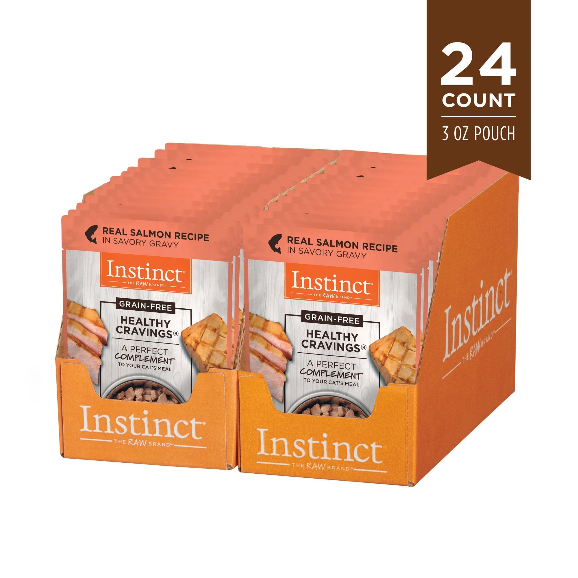 Instinct Healthy Cravings Natural Wet Cat Food Topper, Grain Free Recipe - Real Salmon, 3 oz. Pouches (Pack of 24)