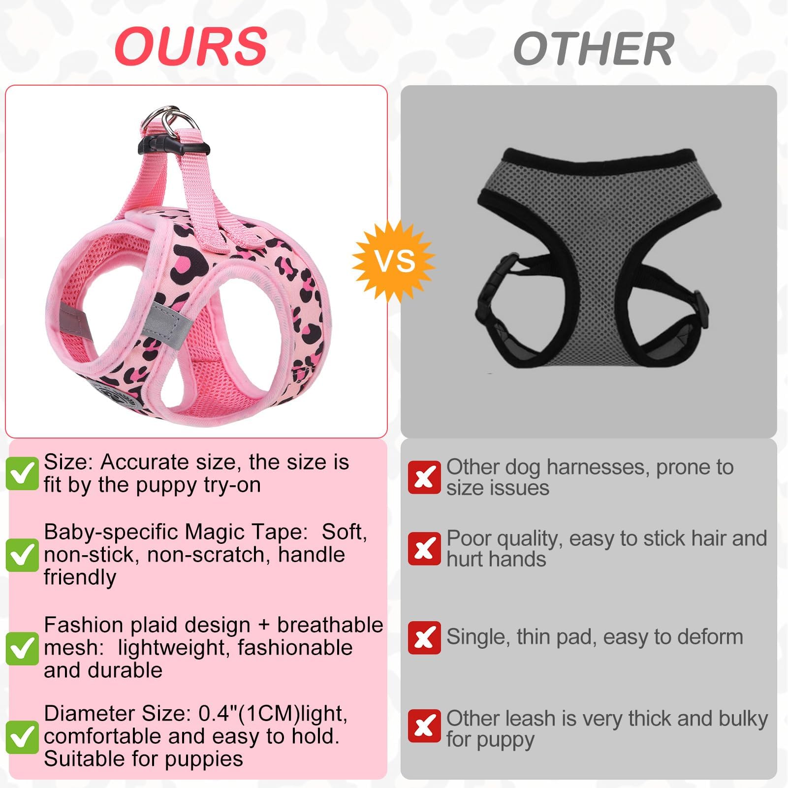 BEAUTYZOO Step in Dog Harness and Leash Set,Reflective Dog Harness No Pull No Choke Puppy Harness for Small Medium Dogs Cats,Sof