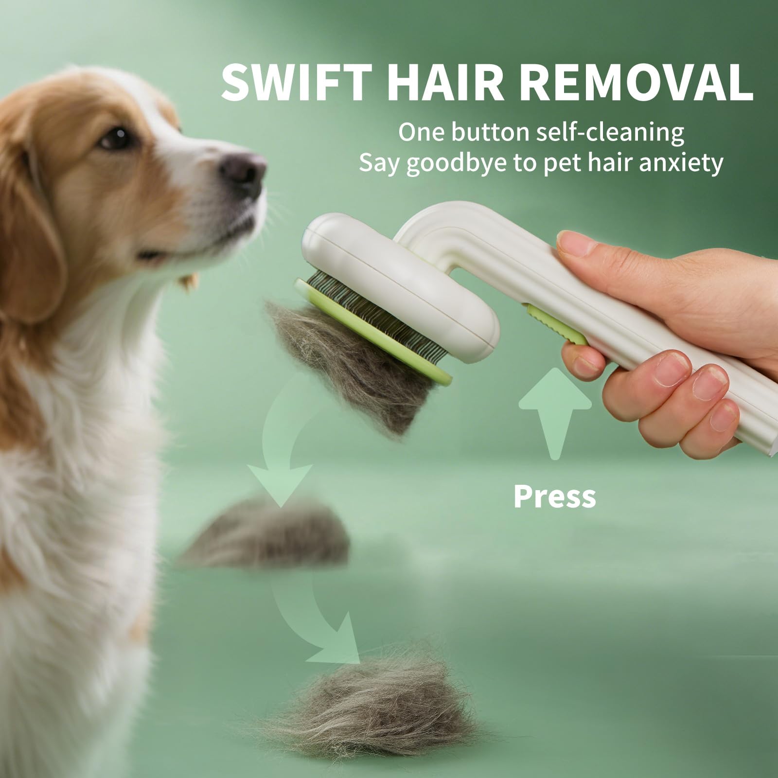 Viojojo Cat Brush Dog Brush With Release Button For Shedding, Self Cleaning Cat Comb Hair Brush For Indoor Cats, Dog Deshedding