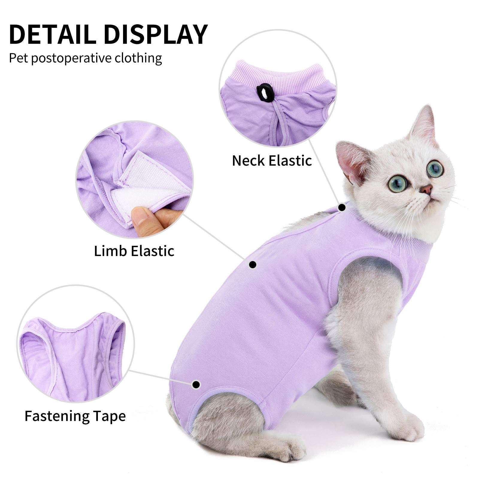 Kitten Onesies,Cat Recovery Suit For Abdominal Wounds Or Skin Diseases,After Surgery Wear Anti Licking Wounds,Breathable E-Colla