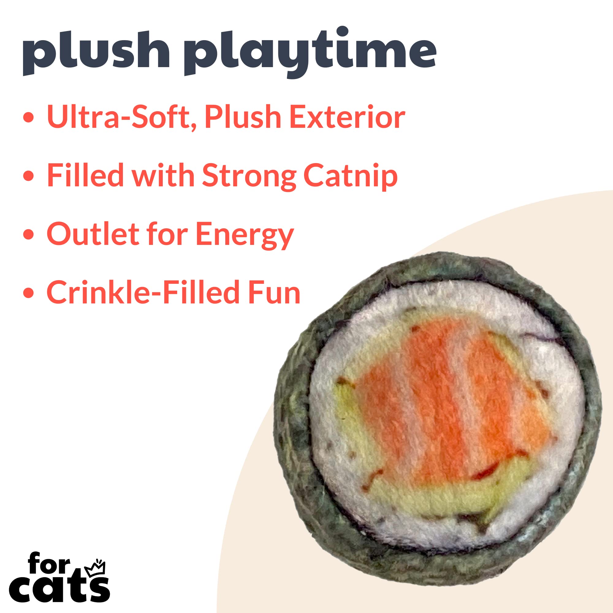Huxley & Kent Plush Cat Toy | Sushi | Snack Attack Strong Catnip Filled Cat Toy | Plush Interactive Kitten And Cat Toy With Catn