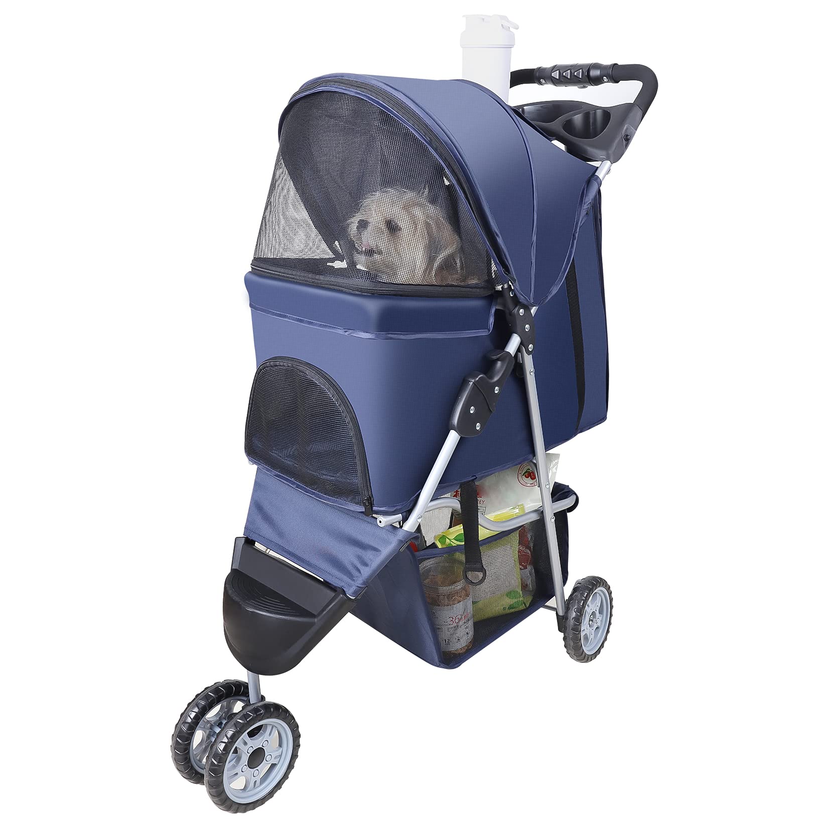 Pet Strollers for Small Medium Dogs & Cats, 3-Wheel Dog Stroller Folding Flexible Easy to Carry for Jogger Jogging Walking Trave