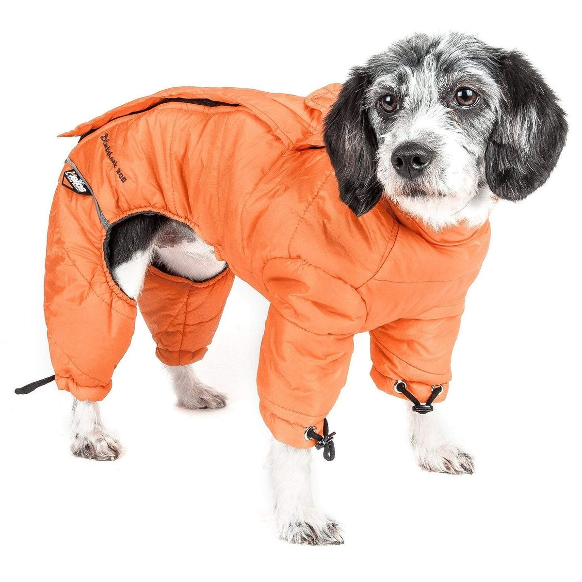 DOGHELIOS 'Thunder-Crackle' Full-Body Bodied Waded-Plush Adjustable and 3M Reflective Pet Dog Jacket Coat w/ Blackshark Technology, Large, Sporty Orange