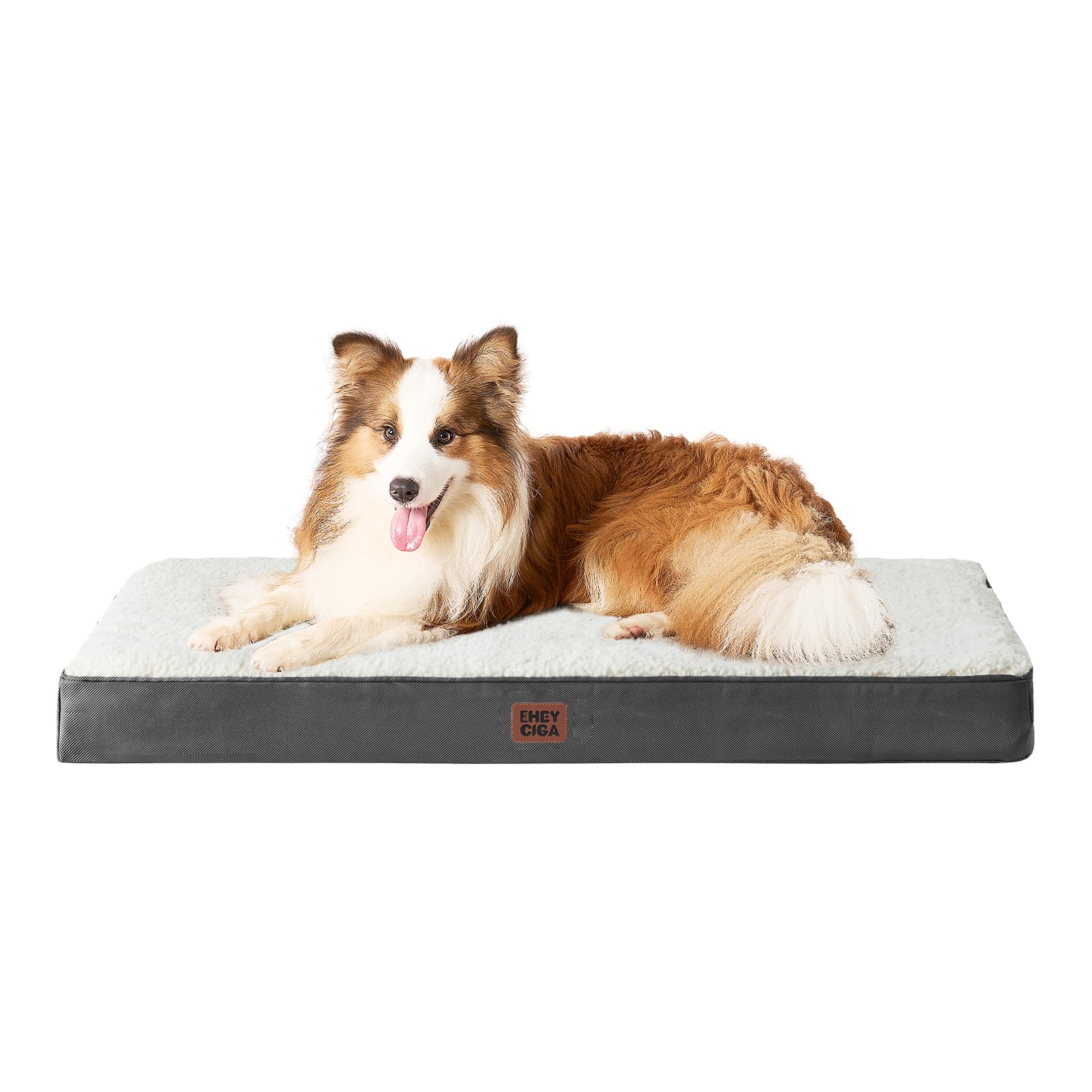Eheyciga Orthopedic Xl Dog Beds For Extra Large Dogs With Removable Washable Cover For Crate, Beige, 41X27