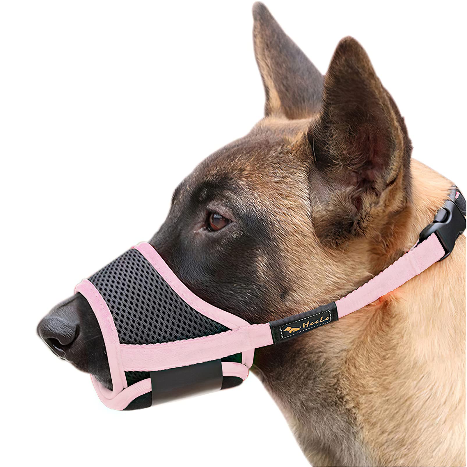 Heele Dog Muzzle,Soft Mesh Dog Muzzle For Small Medium Large Sized Dogs,Breathable Adjustable Puppy Muzzle To Prevent Biting,Chewing,And Licking Pink Xxl