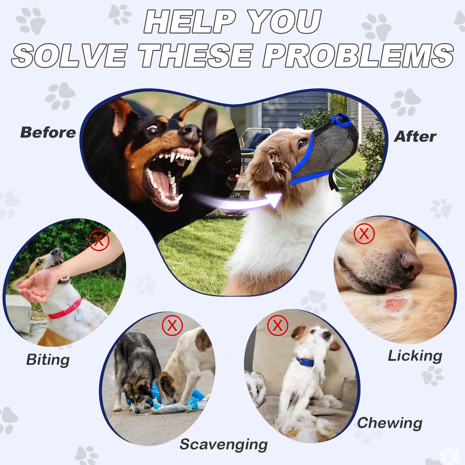 Dog Muzzle, Soft Air Mesh Muzzle For Small Medium Large Dogs Anti Biting Barking Chewing Scavenging, Breathable Adjustable Loop