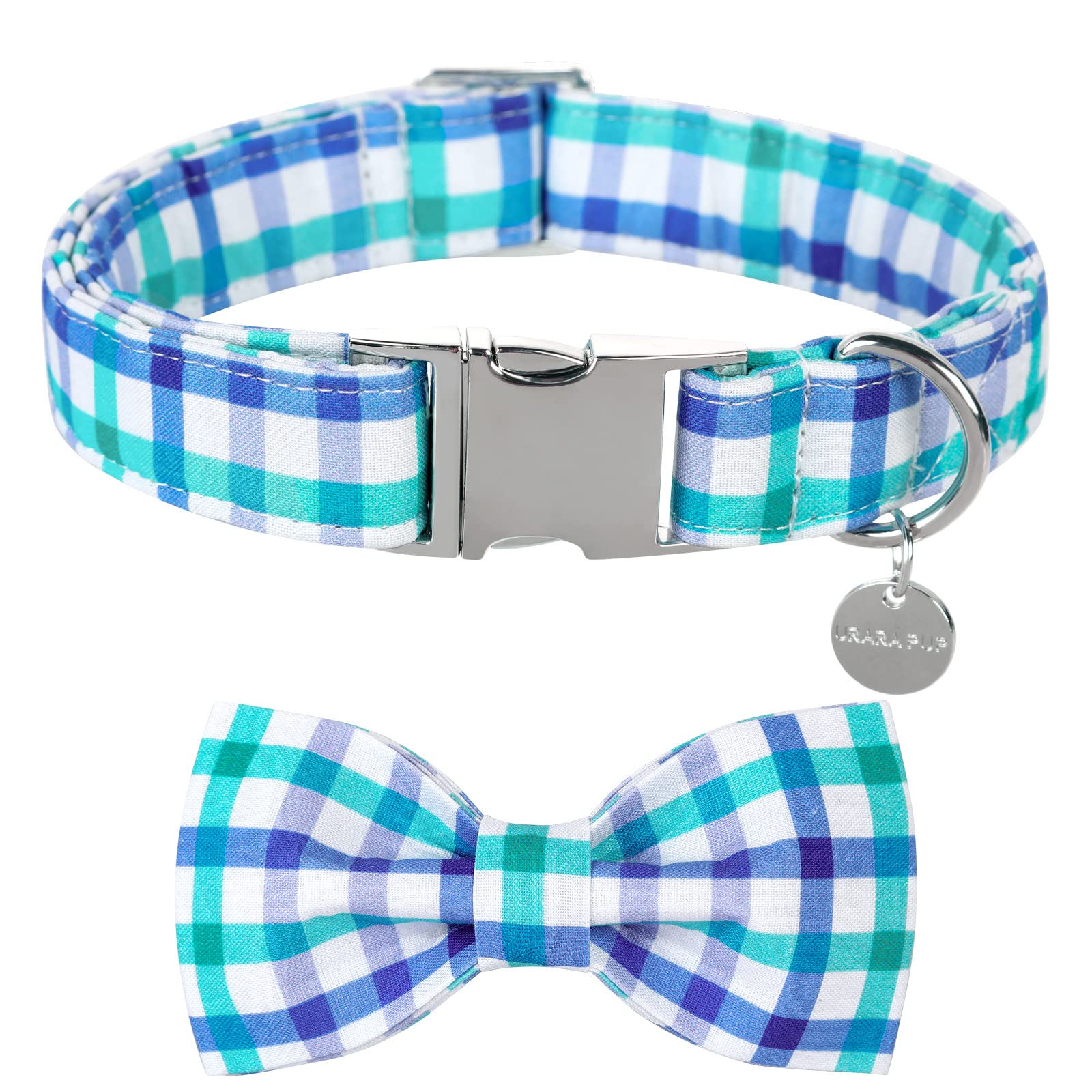 Up Urara Pup Dog Collar Bow Tie, Comfortable Durable Cotton Bowtie Collar For Medium Girl Boy Dog, Adorable Dog Collar With Meta