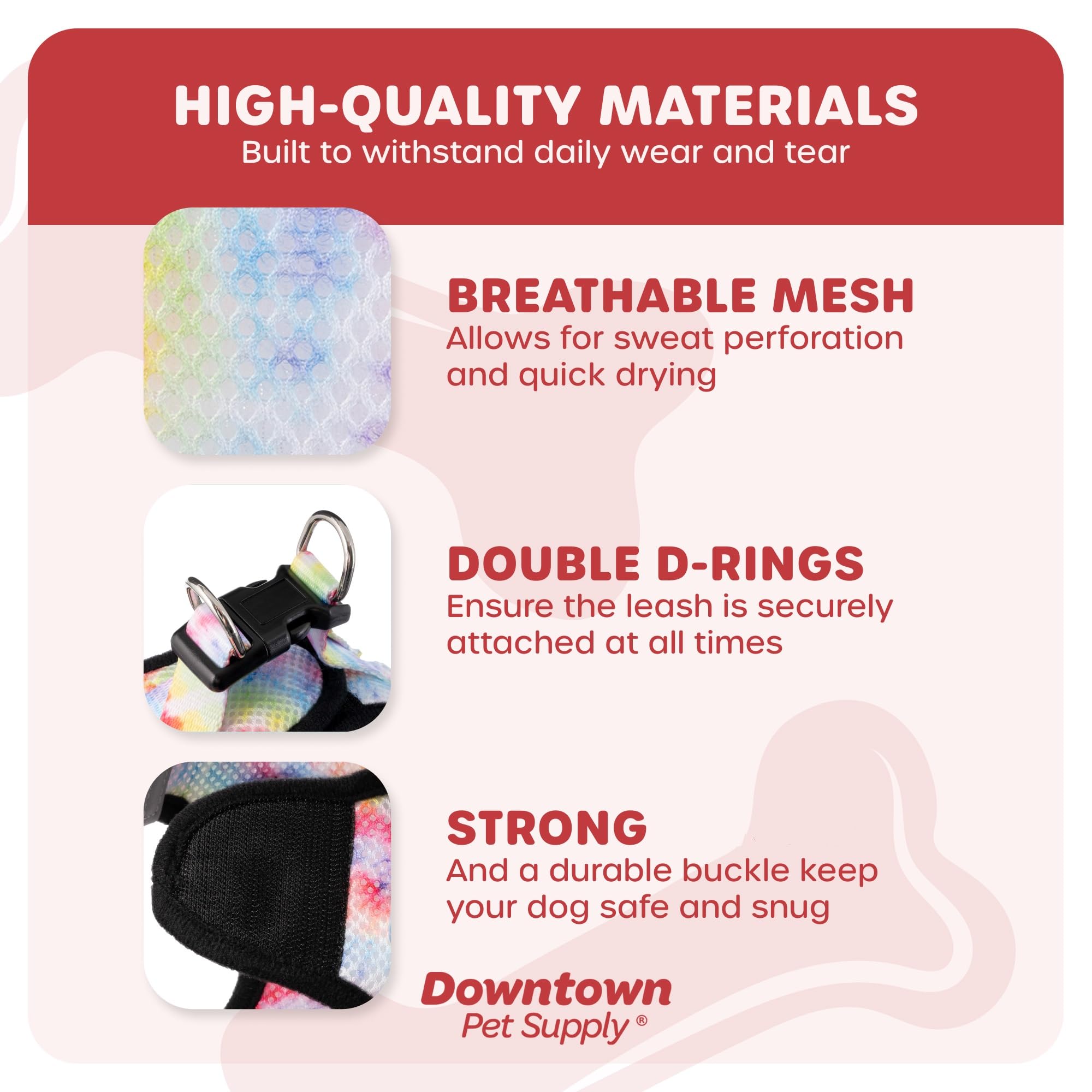 Downtown Pet Supply Step In Dog Harness For Small Dogs No Pull, Large, Tie Dye Traditional - Adjustable Harness With Padded Mesh