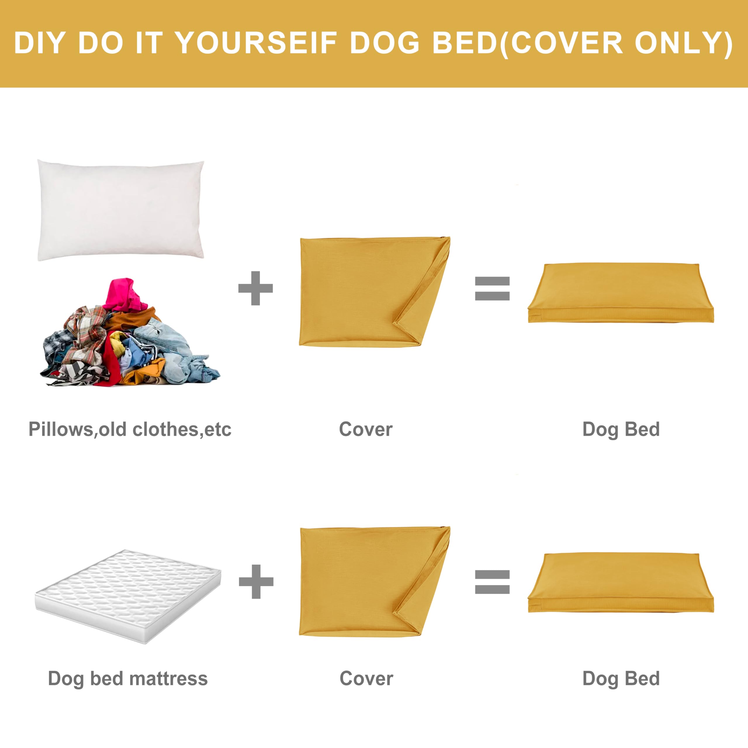 Venessco Dog Bed Covers Replacement Washable, Waterproof Dog Bed Cover With Zipper, 36Lx27Wx3H Inch Durable Oxford Pet Bed Cover