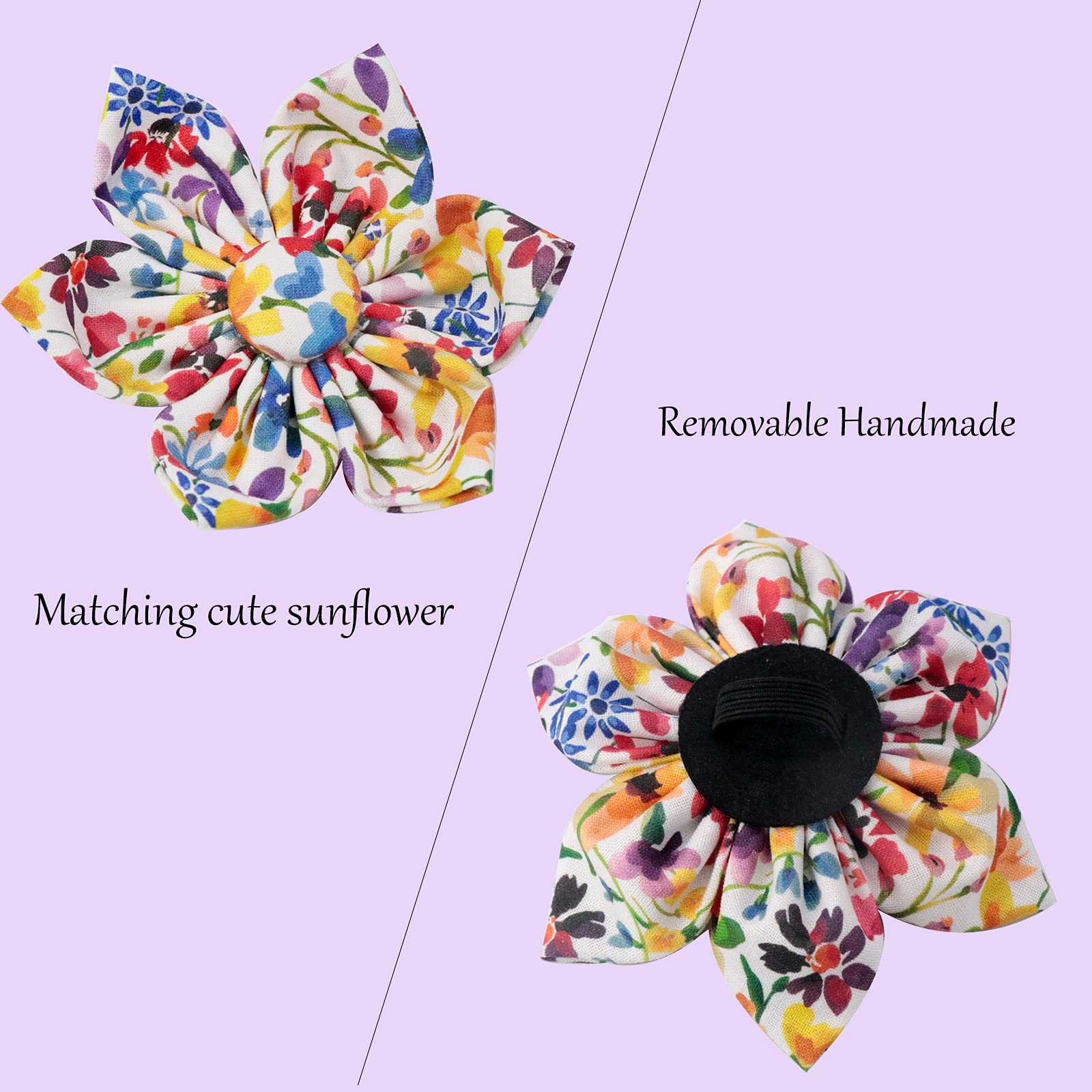 Uniqe Style Paws Flower Dog Collar, Puppy Collar Adjustable Girl Dog Collar With Flower, Durable Floral Pattern Pet Collar For X-Large Female Dogs