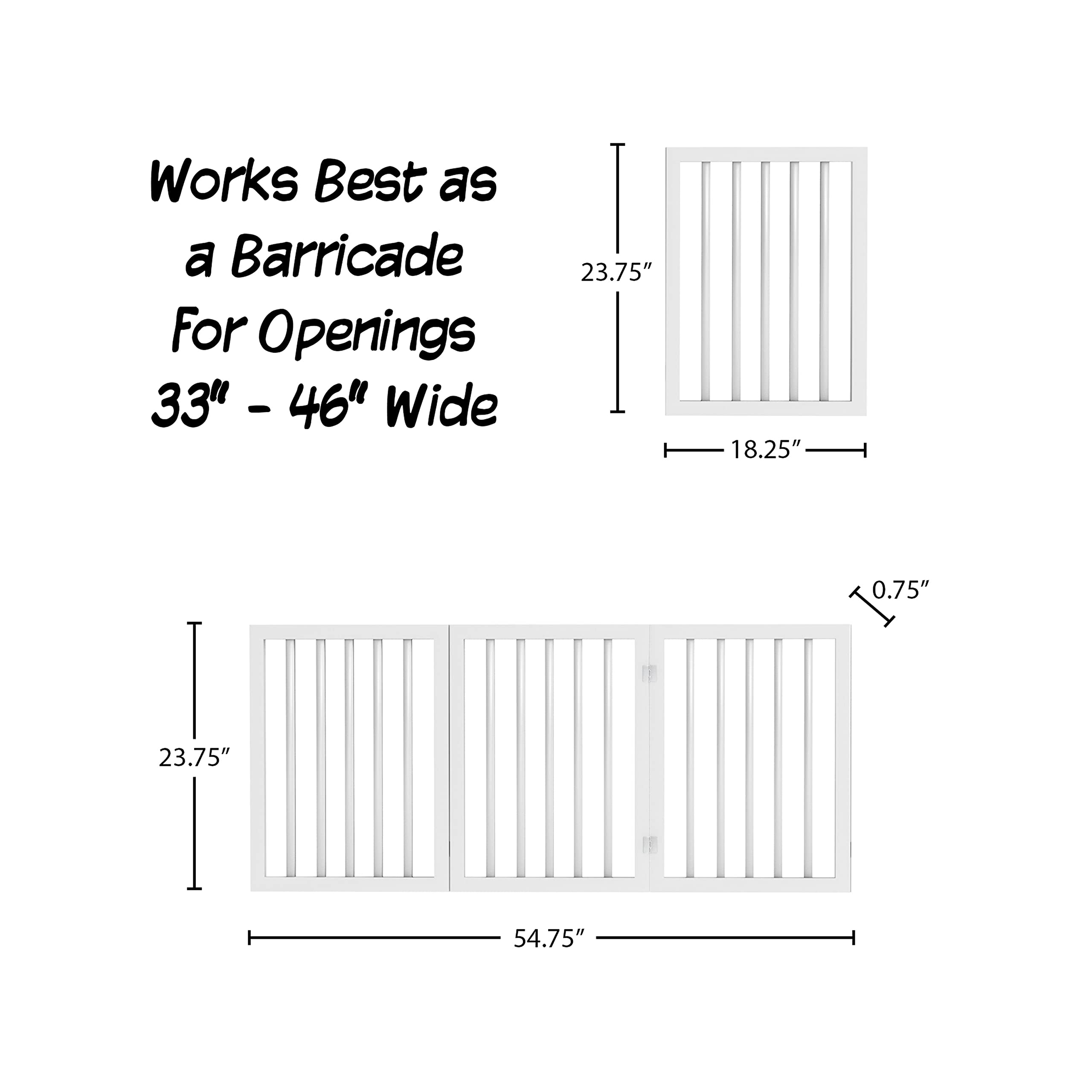 Indoor Pet Gate - 3-Panel Folding Dog Gate For Stairs Or Doorways - 54X24-Inch Freestanding Pet Fence For Cats And Dogs By Petma