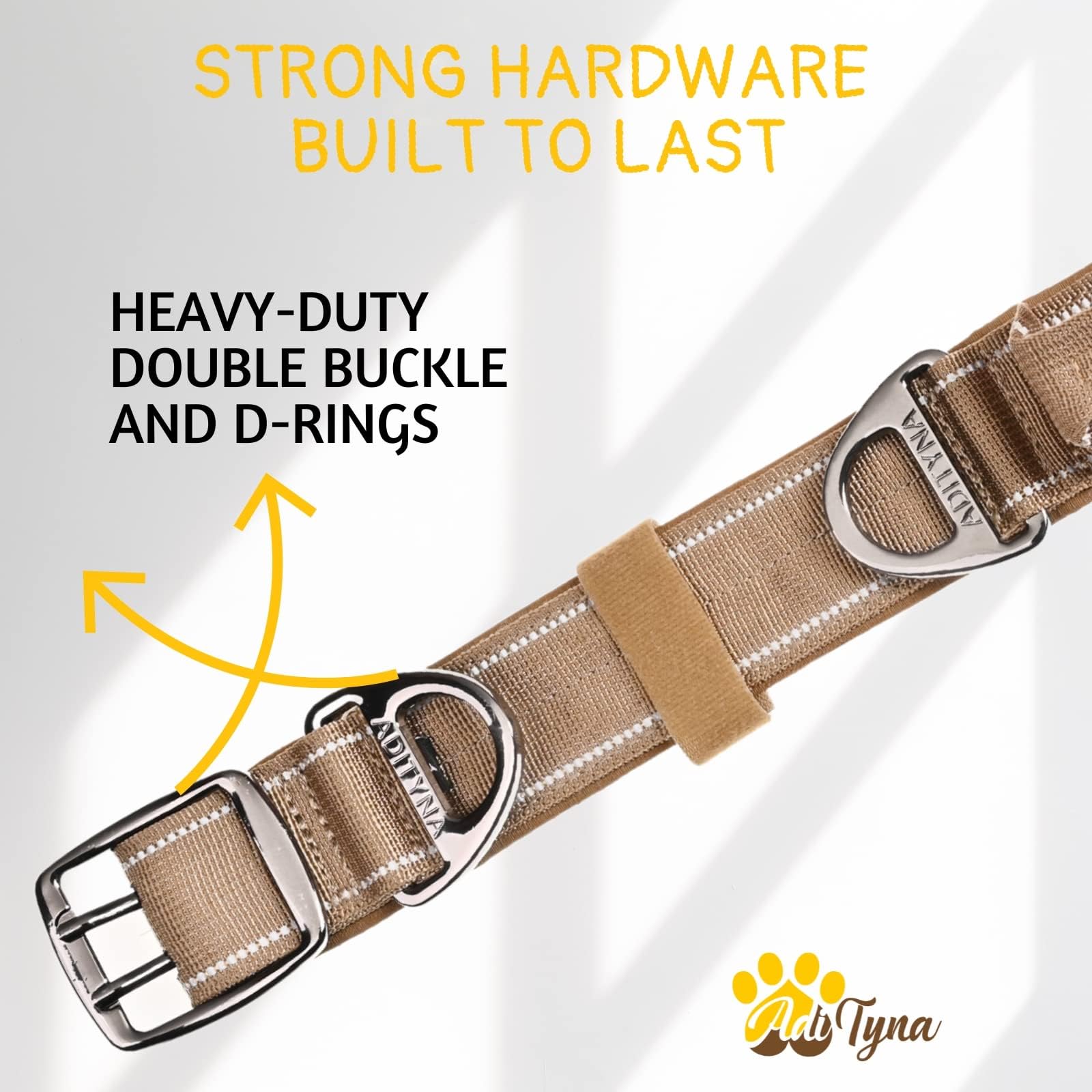 Adityna Heavy Duty Dog Collar For Large Dogs - Reflective Collar With Handle For Training, And Walking - Wide, Thick, Tactical, Soft Neoprene Padded