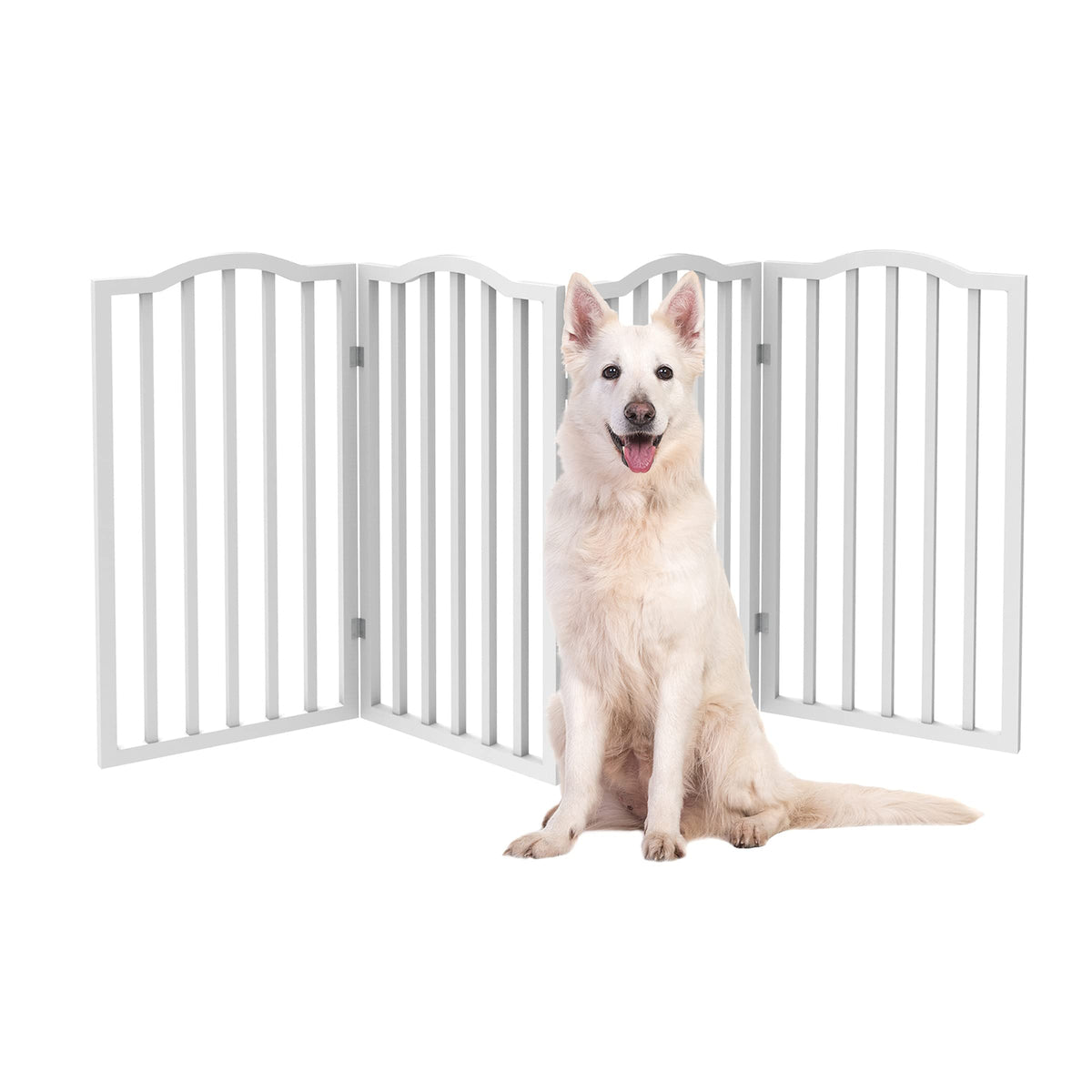 Pet Gate - 4-Panel Indoor Foldable Dog Fence For Stairs, Hallways, Or Doorways - 72X32-Inch Wood Freestanding Dog Gates By Petma