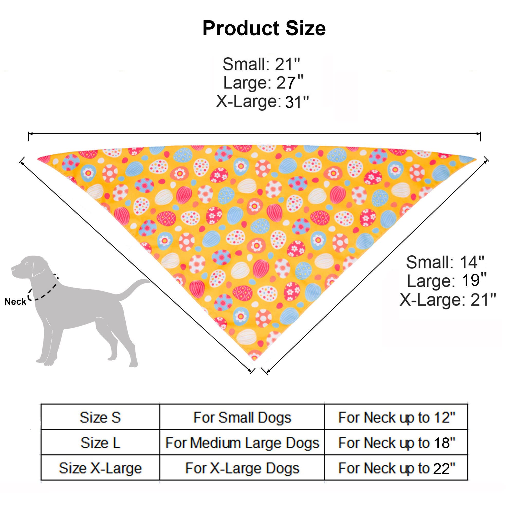 Adoggygo Easter Dog Bandana, Multiple Sizes Offered, Reversible Triangle Easter Bandana Scarf For Large X-Large Dogs Pets (X-Lar