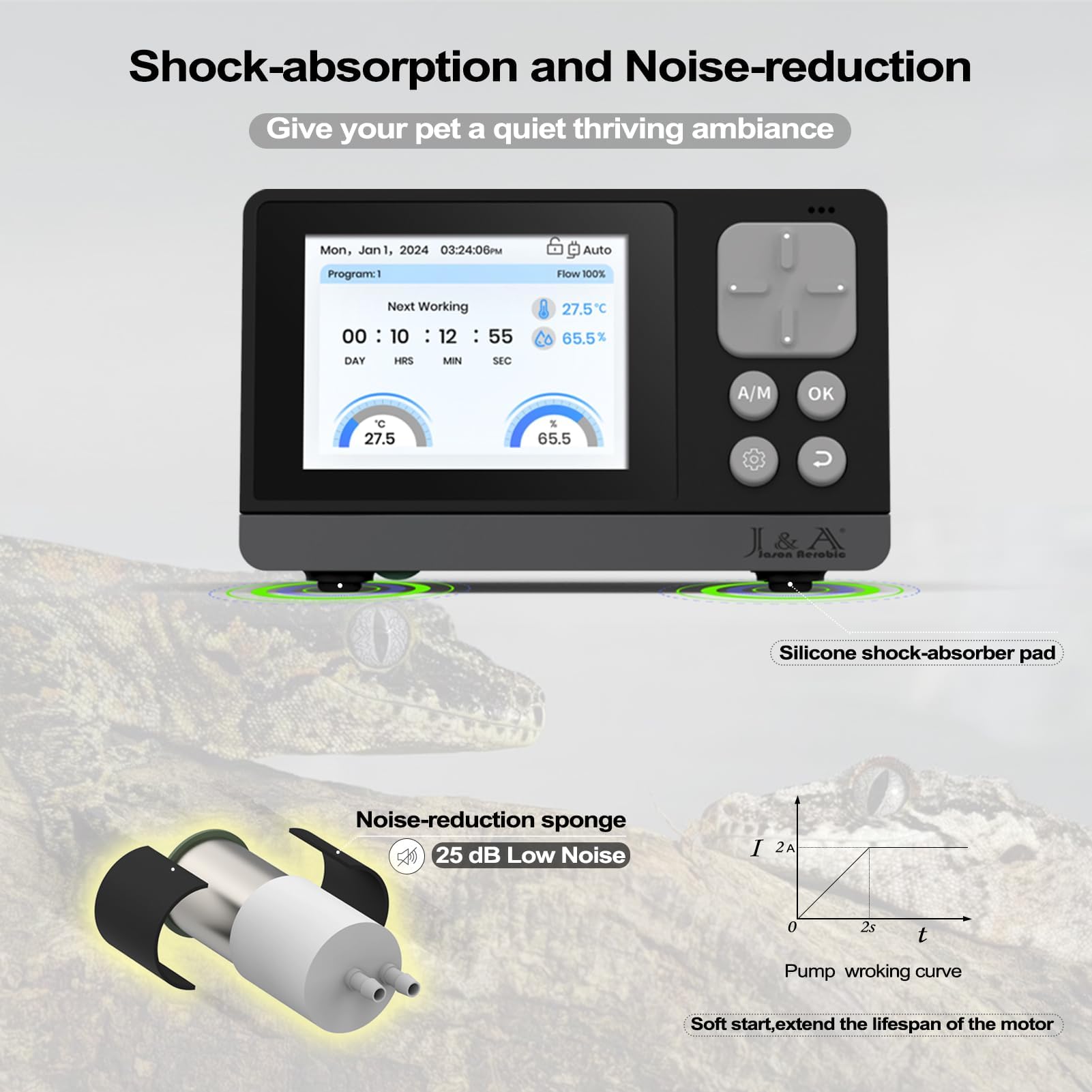 J&A Automatic Mister for Terrariums, Reptile Misting System with Programable Timer, Chameleon Fogger with Adjustable Spray Nozzl