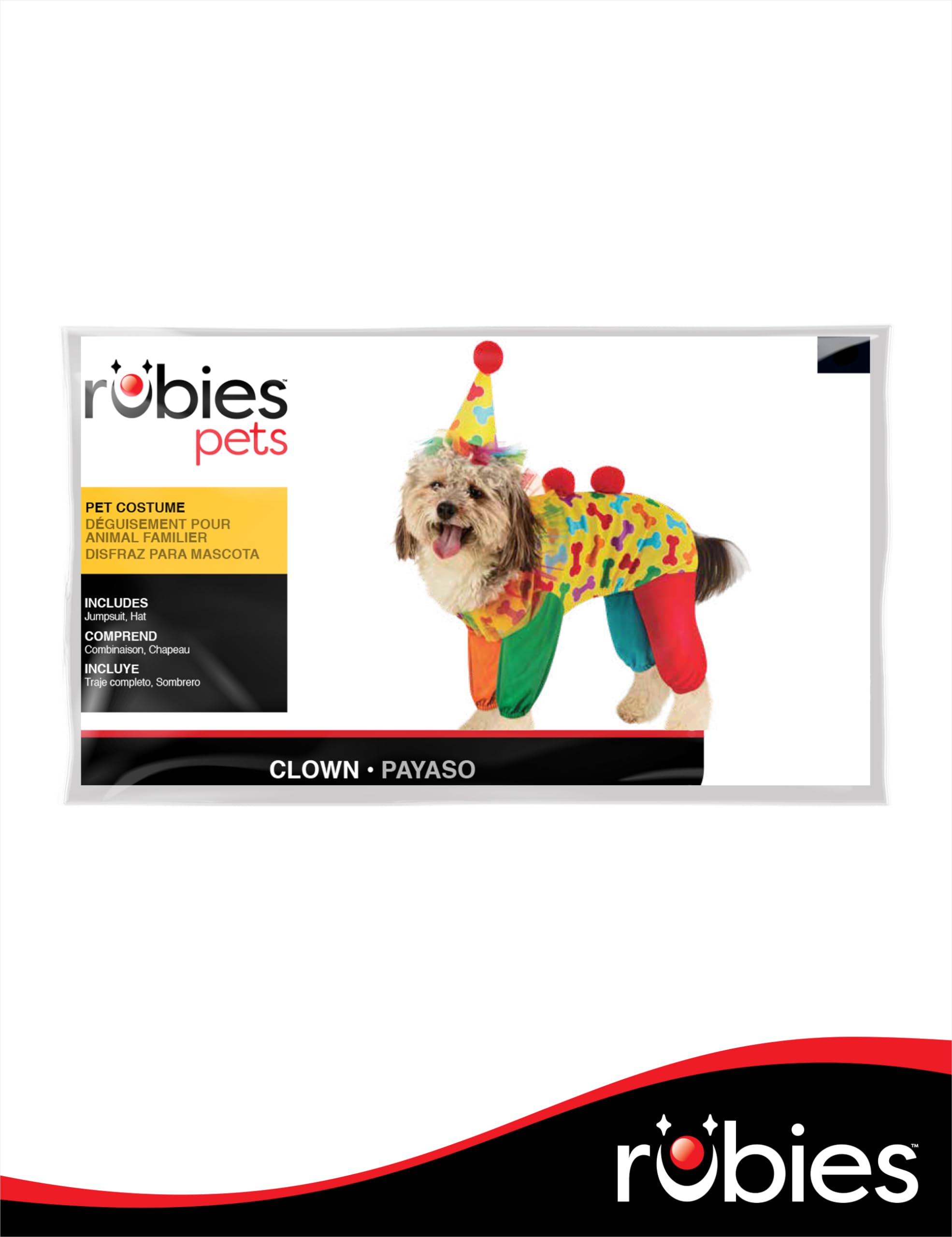 Rubies Clown Fun and Cute Pet Costume Jumpsuit, Hat, and Backpack for Themed Parties and Halloween, X-Large