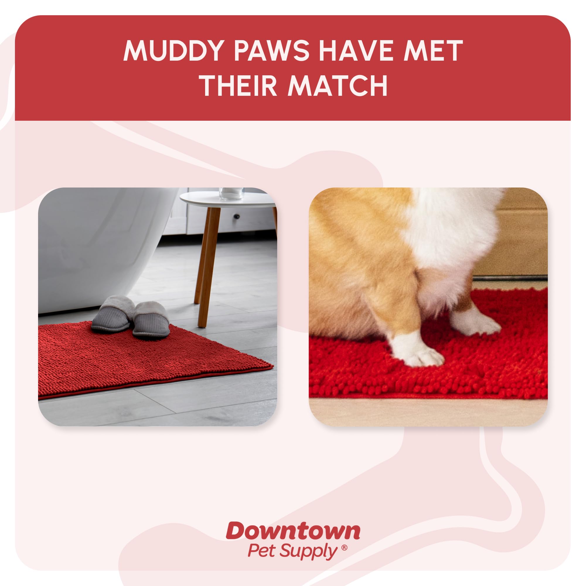 My Doggy Place - Microfiber Door Mat - Soft And Plush Pet Mat For Every Room Of The House - Dirt And Water Absorbent Mat - Washer & Dryer Safe Non-Slip Mat - Red - M - 31 X 20 In