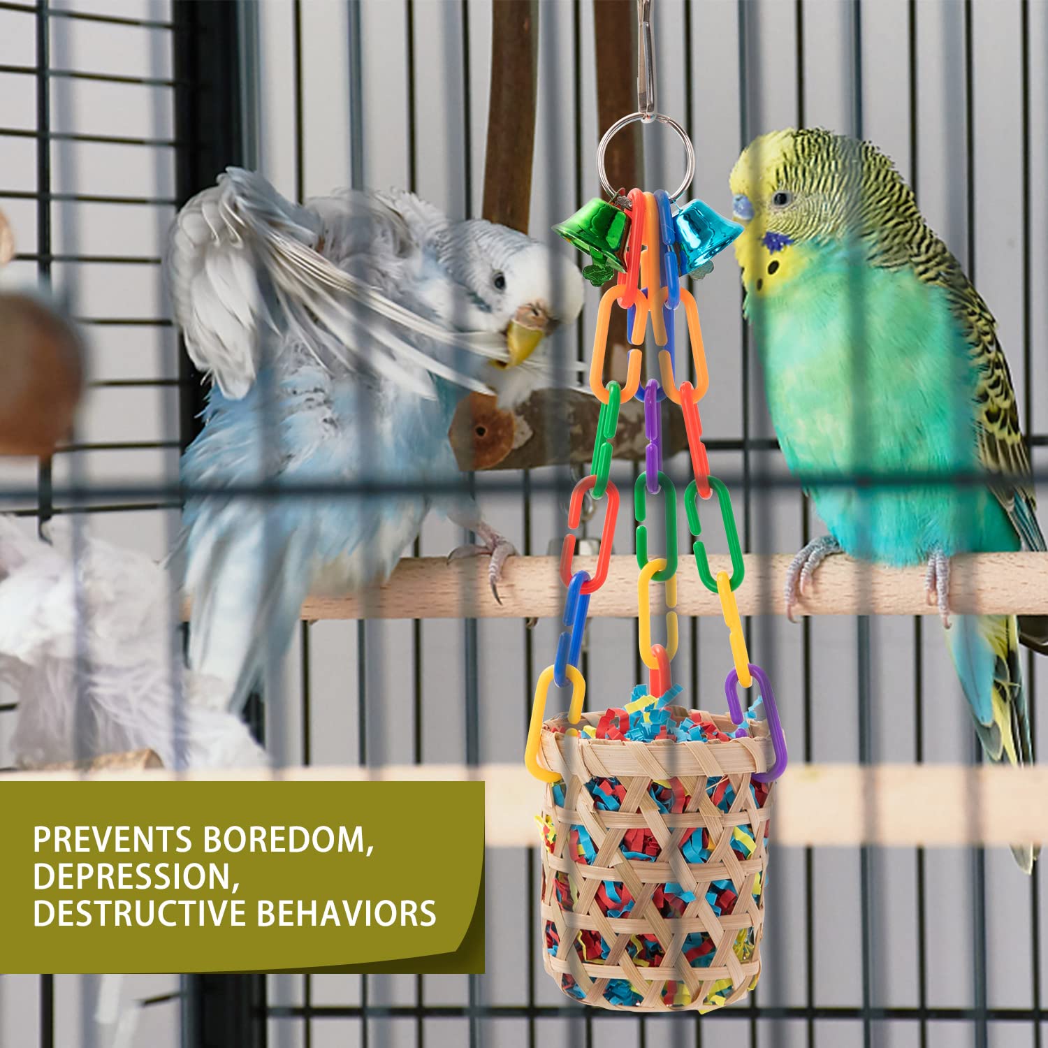RLRICH 6 Pack Bird Colorful Chewing Toys Parrot Foraging Shredder Toys Shred Hanging Foraging Toys,Comfy Perch Parrot Toys for R