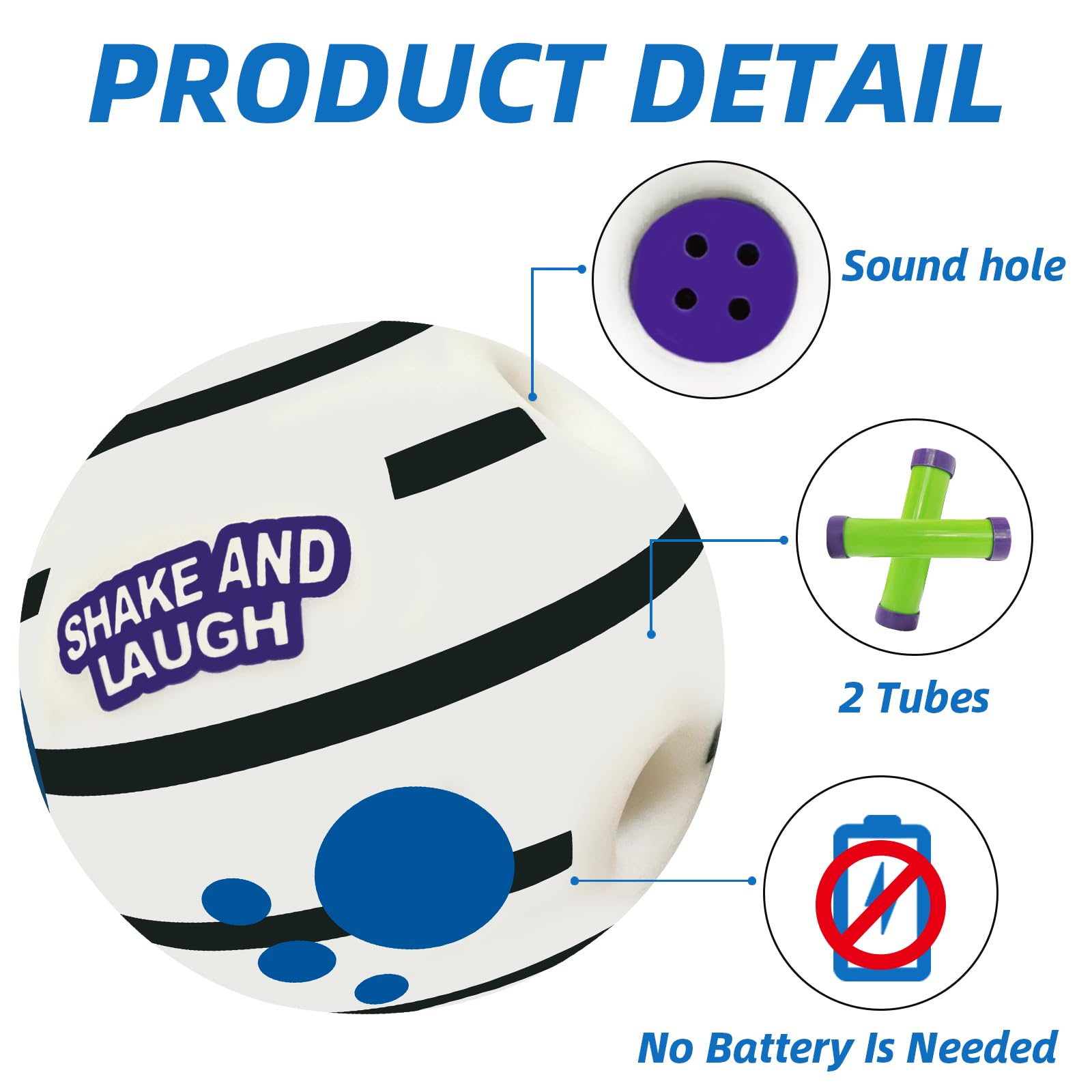 Shake And Laugh Glow In The Dark Dog Toys Ball, Interactive Dog Ball, Shaking With Gibbering Sound, M, 3.46 In (8.8 Cm)