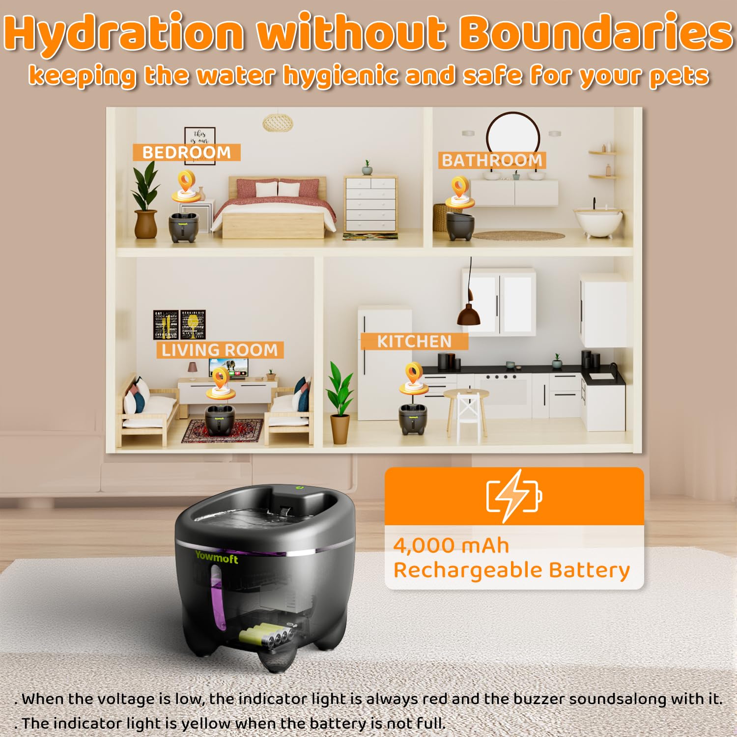 Cat Water Fountain, Uv Light Water Fountain For Cats Indoor With Double Wall Inner, 101Oz/3L Cat Fountains For Drinking With Qui