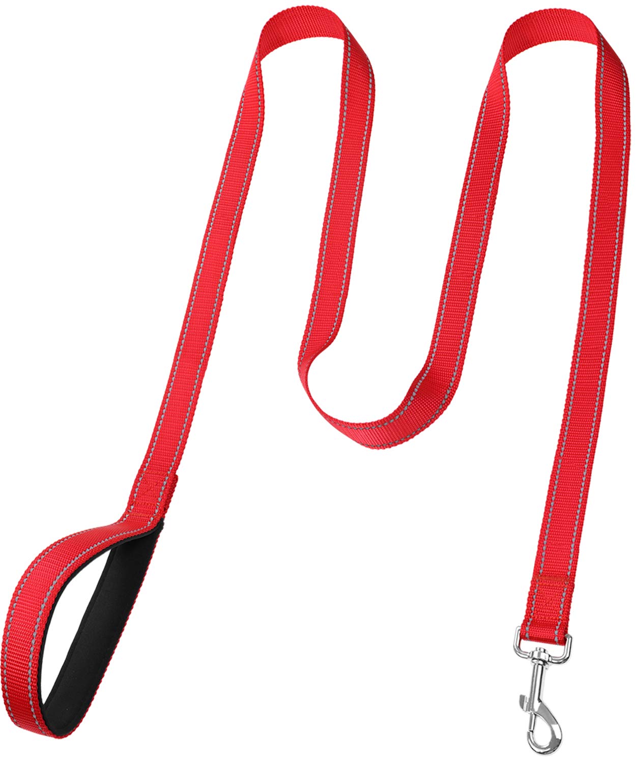 Funtags 6Ft Reflective Dog Leash With Soft Padded Handle For Training,Walking Lead For Large & Medium Dog,1 Inch Wide,Red