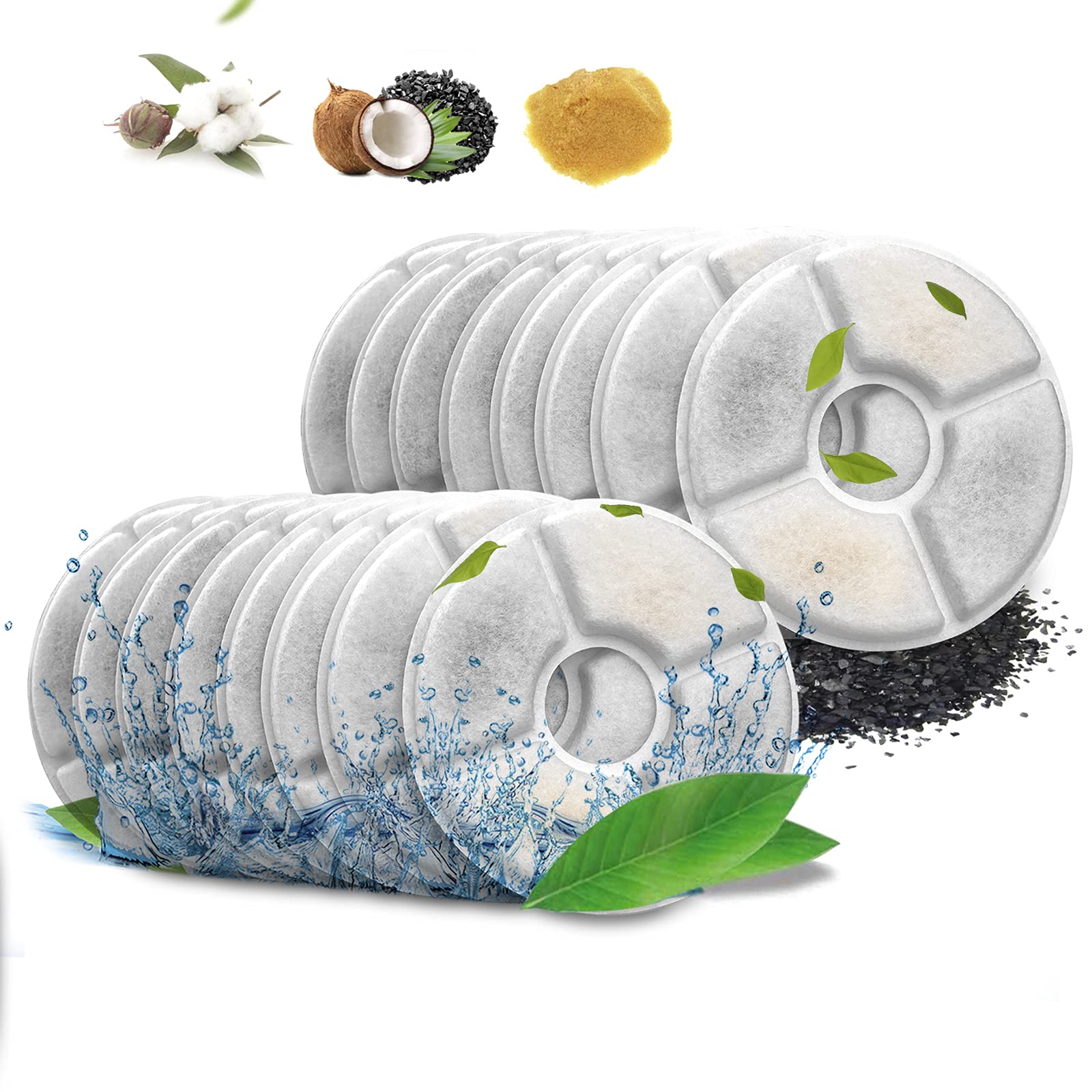 Cat Water Fountain Filters, Cat Fountain Filter Replacement Cartridges For 84 Oz/2.5 L Automatic Pet Water Fountains,Cotton Acti