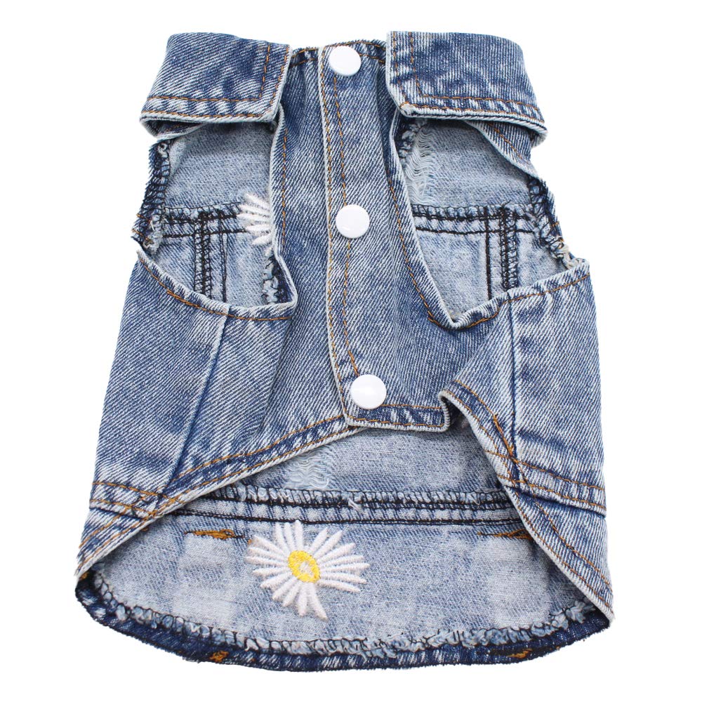 Pet Clothes Denim Dog Costume Summer Cowboy Vest Daisy Shirt Jeans Jacket Puppy Clothing For Chihuahua Yorkies Xxl