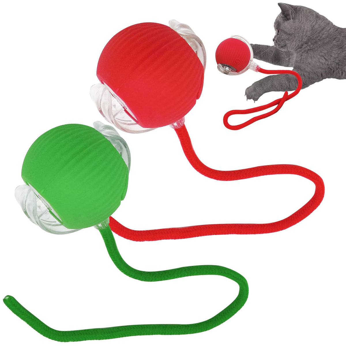 Sorneicdr New Interactive Rolling Dog Ball, Cat Toys For Indoor Cats, Moving Cat Ball With Tail For Small, Medium Dogs, Cats (Re