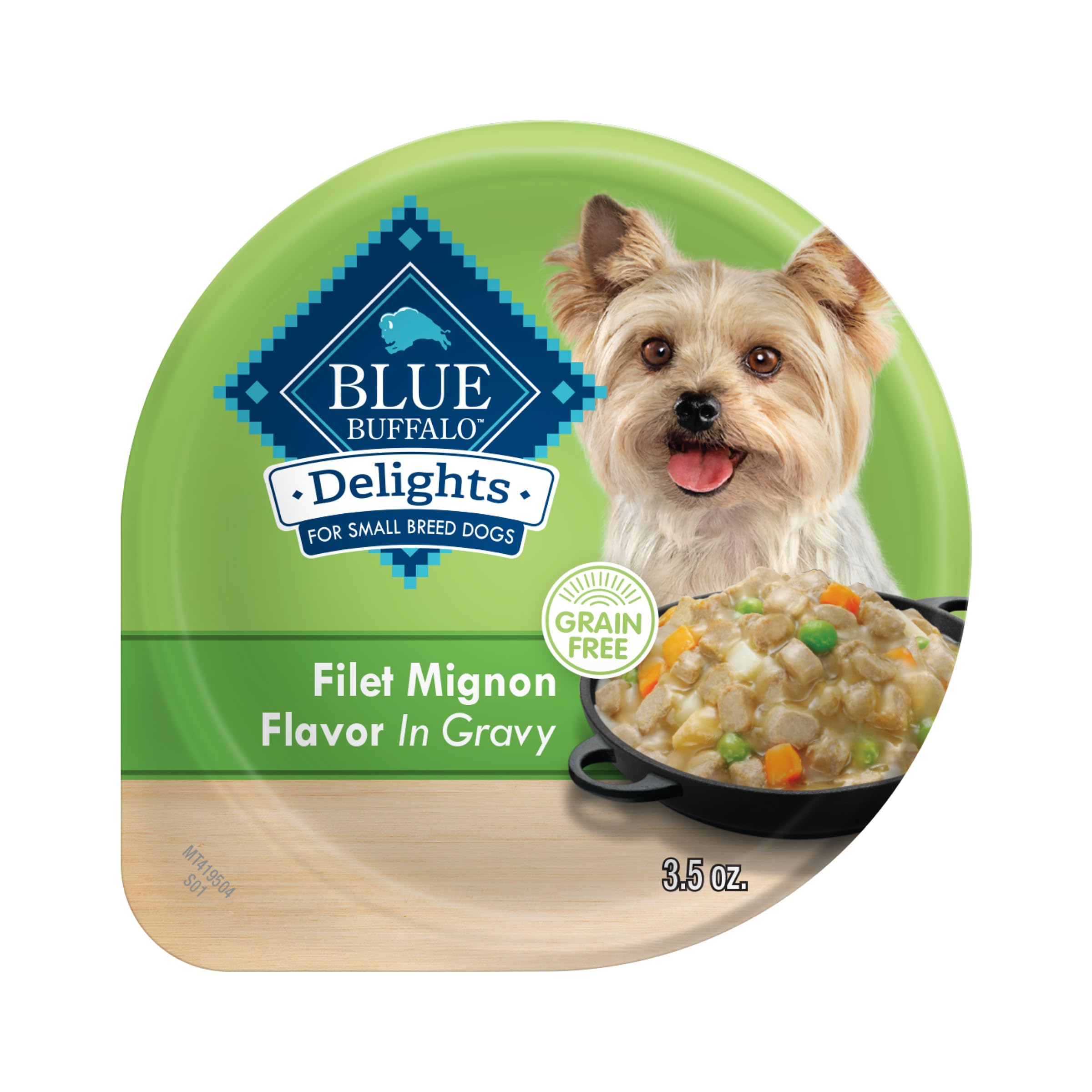 Blue Buffalo Delights Small Breed Natural Wet Dog Food, Filet Mignon Flavor in Gravy, 3.5-oz Cups, 12 Count