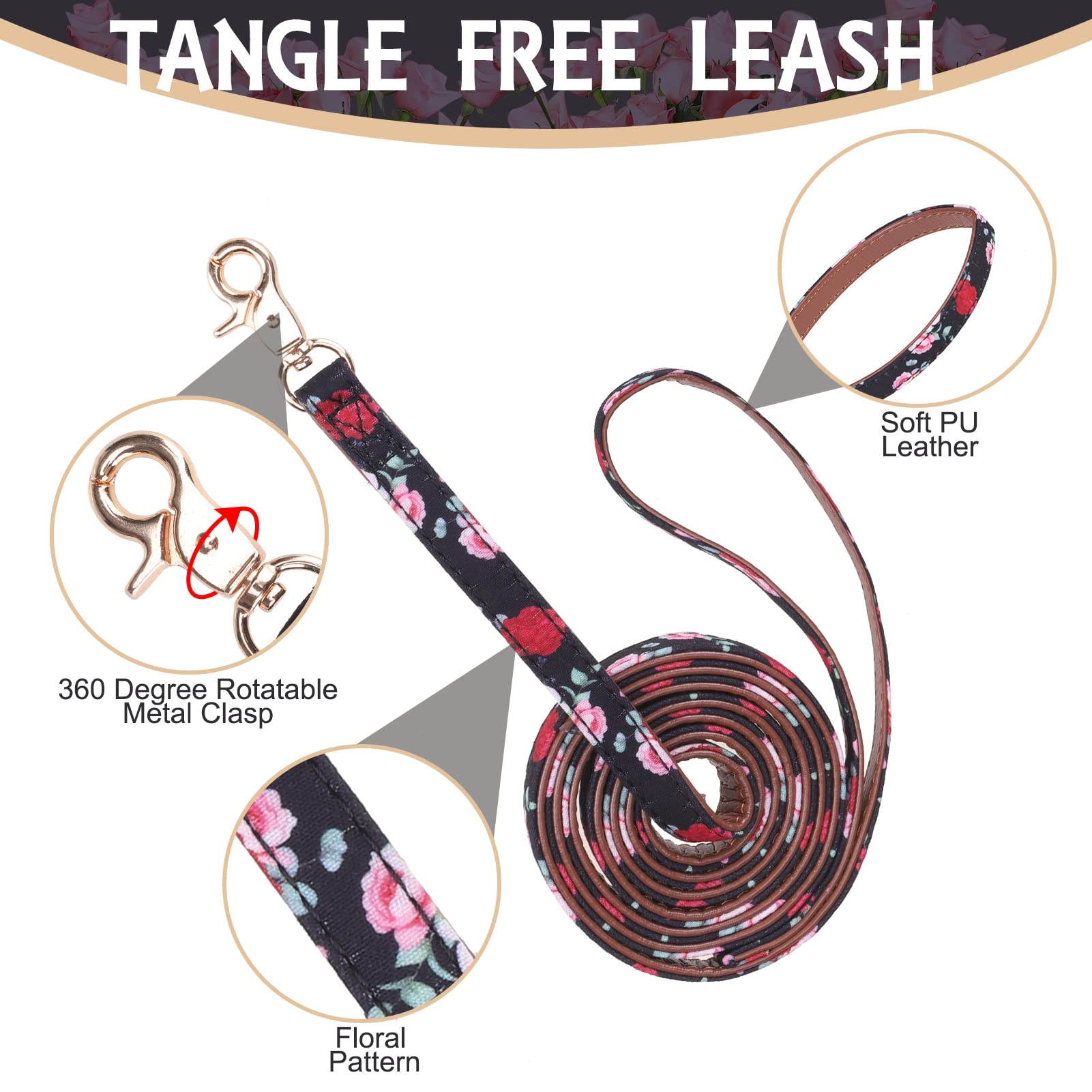 Expawlorer Classic Plaid Dog Collar And Leash Set - Bow Tie And Bandana Collar With Bell, Tangle Free Leash, Adjustable For Smal