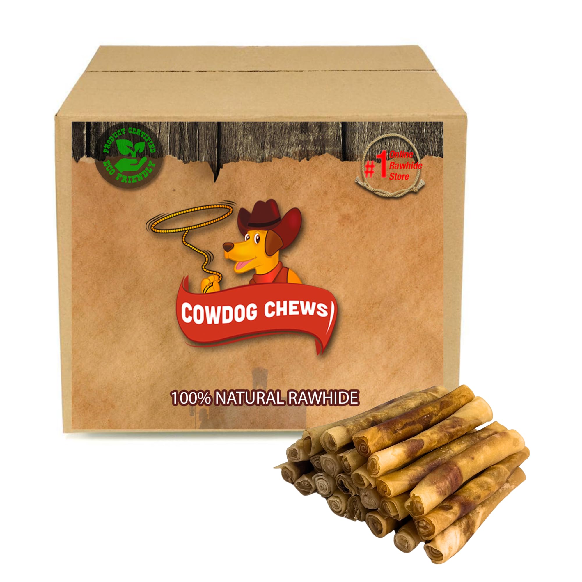 Cowdog Chews Rawhide Gourmet Meaty Rolls 5-6 (24 Pack) - Premium Dog Treats with Savory Beef Filling, Long-Lasting Chew for Aggr