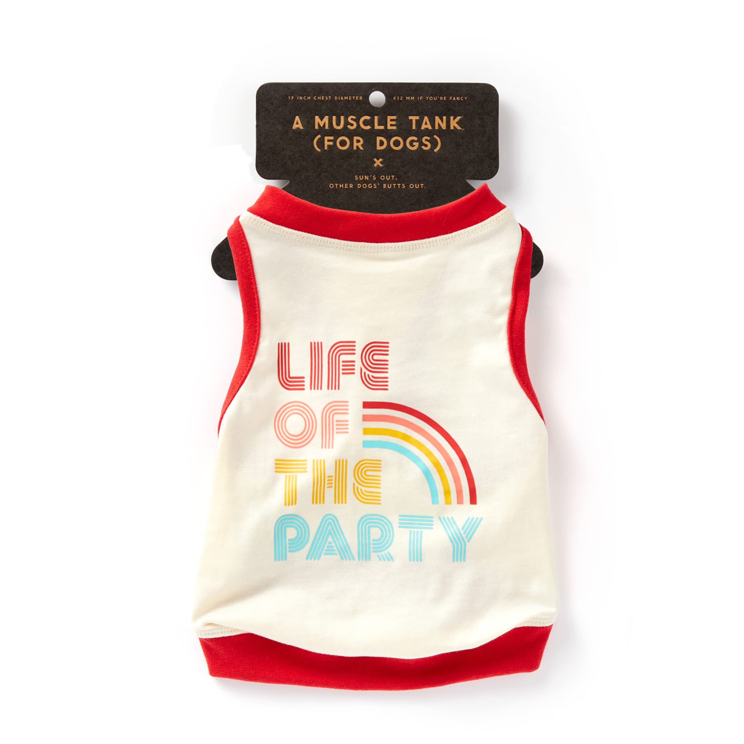 Brass Monkey Life Of The Party Dog Tank; Pre-Shrunk Cotton Pet Muscle Tank; Small (16' Chest); Cute Dog Accessories With Eye-Ca