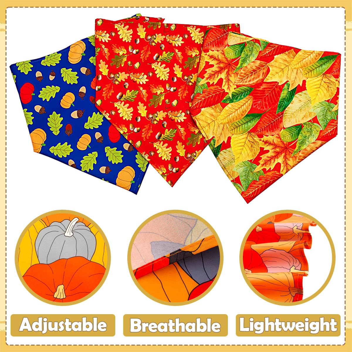 JpGdn 50PCS Large Dog Bandanas Fall Large XL Big Dog Breed Bulk Pumpin Harvest Leaves Forest Autumn Pattern Kerchief Triangle Bi