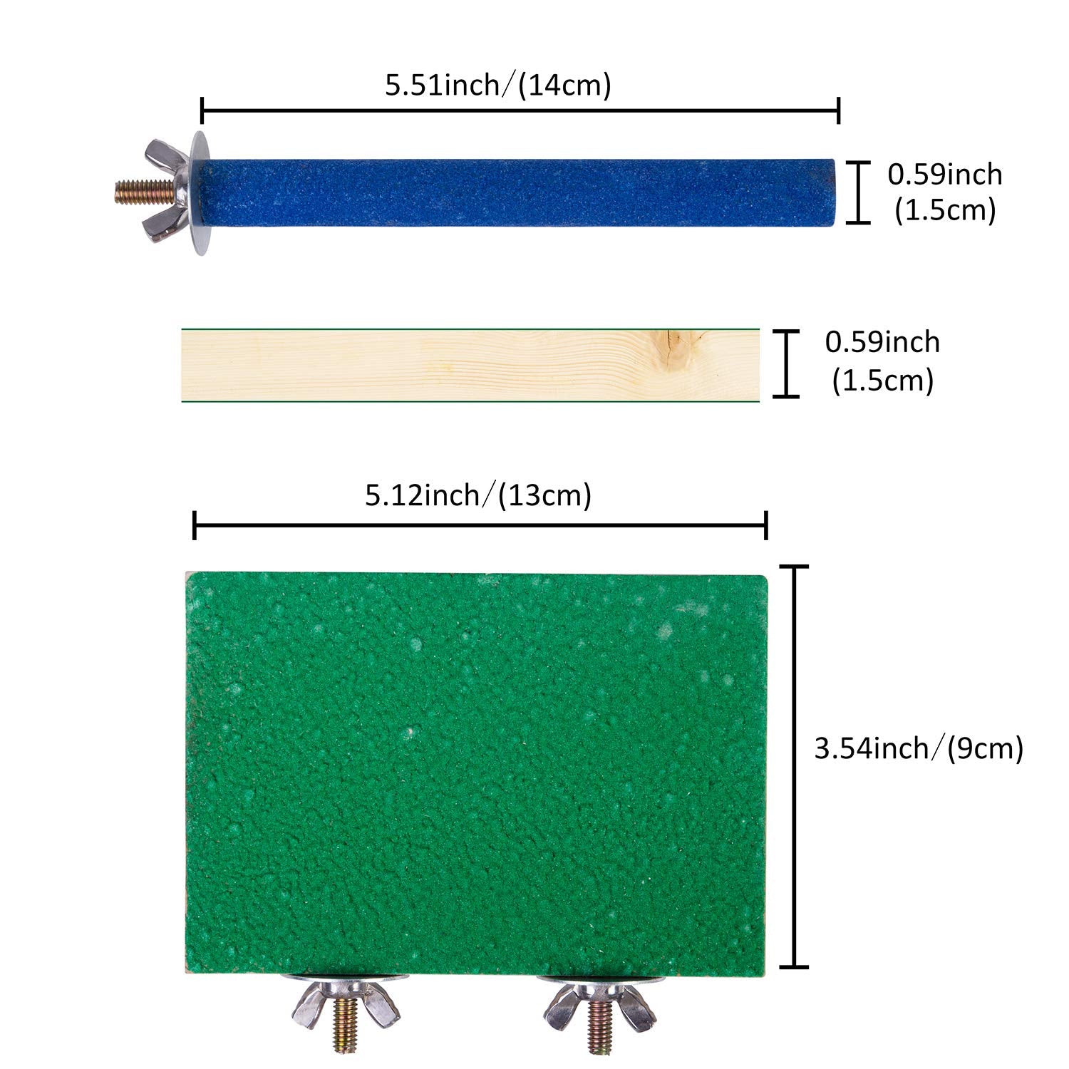 Petsvv 4 Pcs Bird Perch Stand Toy, Wood Parrot Perch Stand Platform Paw Grinding Stick, Cage Accessories Exercise Toys Budgies P