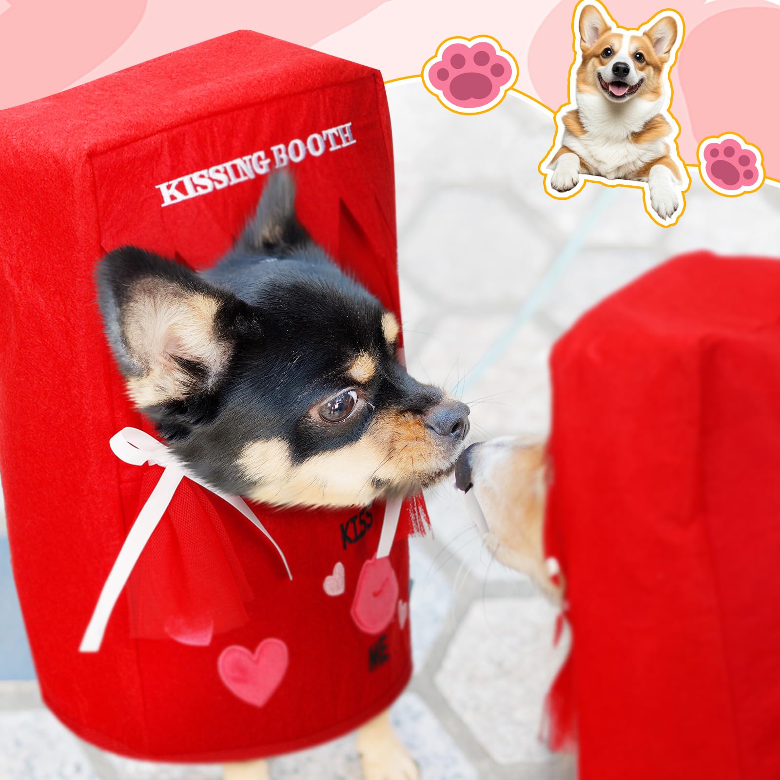 Solsew Halloween Dog Costume Kissing Booth Headpiece For Dog And Cats Cute Pup Kissing Booth Pet Headwear Costume Gift For Holid