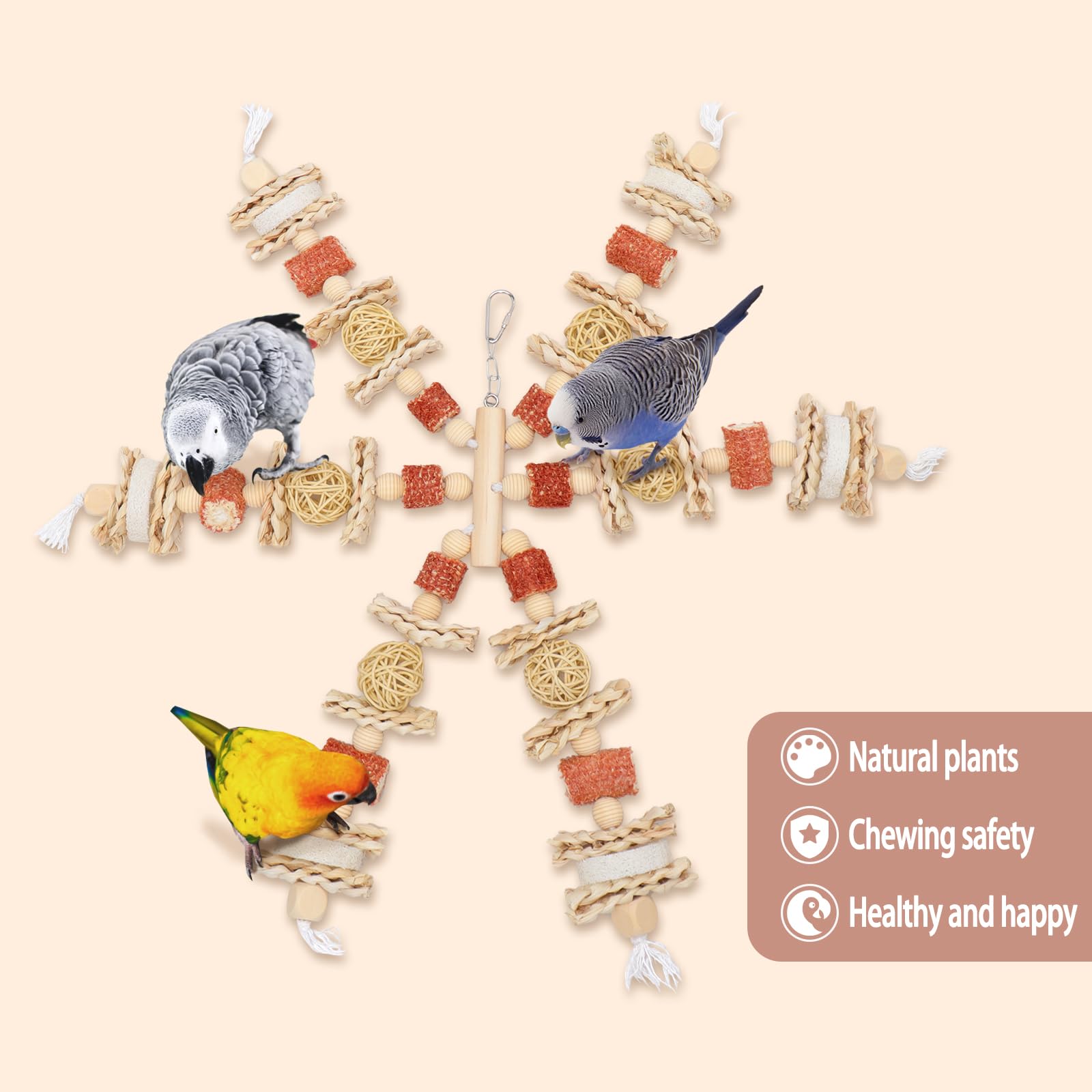 Kencunay Bird Toys That Is 17.5 Inches In Length, Parrot Toy Designed For Chewing Features Natural Corn Cob And Loofah Slices, C