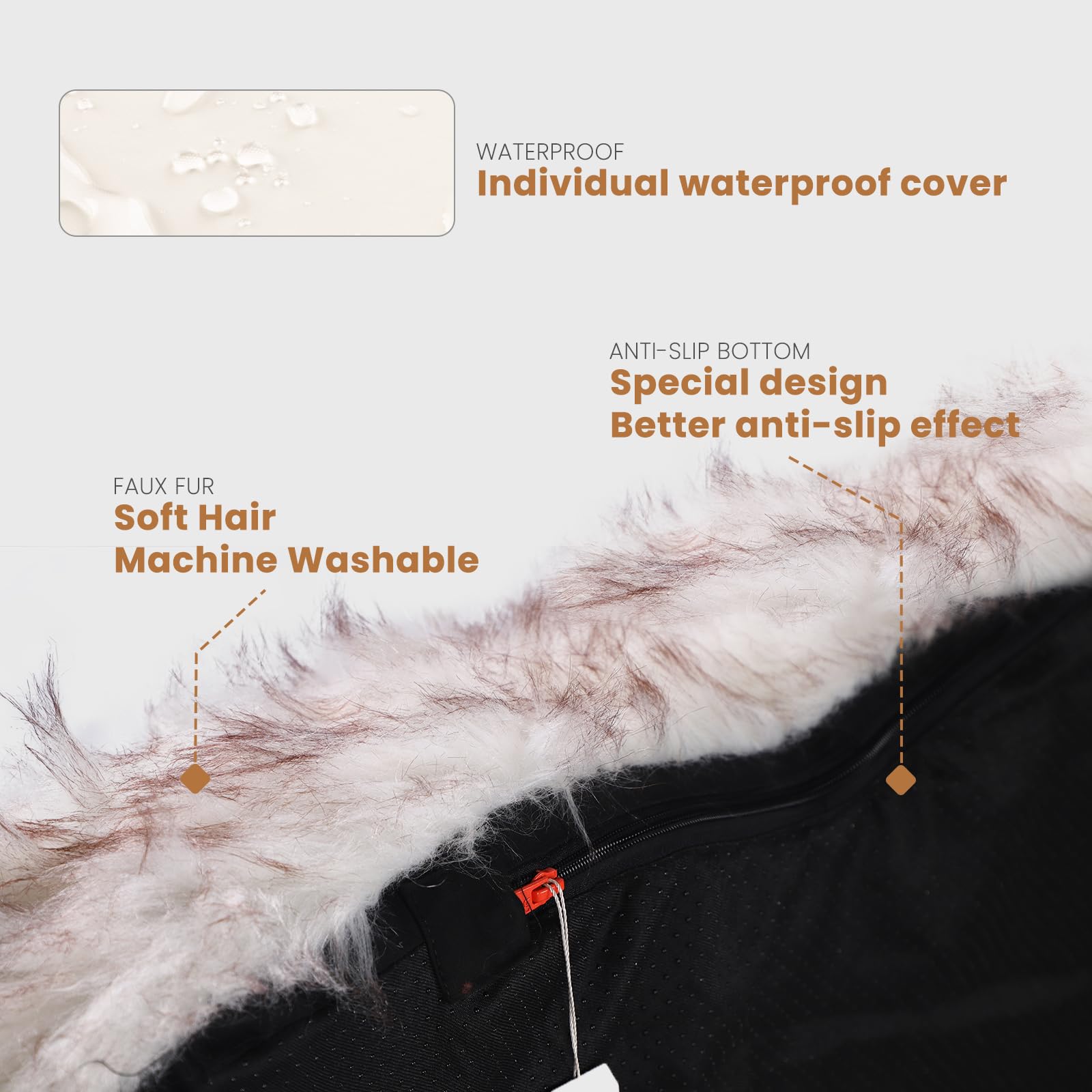 Laifug Luxury Faux Fur Dog Bed - 5" Thick Orthopedic Memory Foam - XX-Large (60"x35") - White