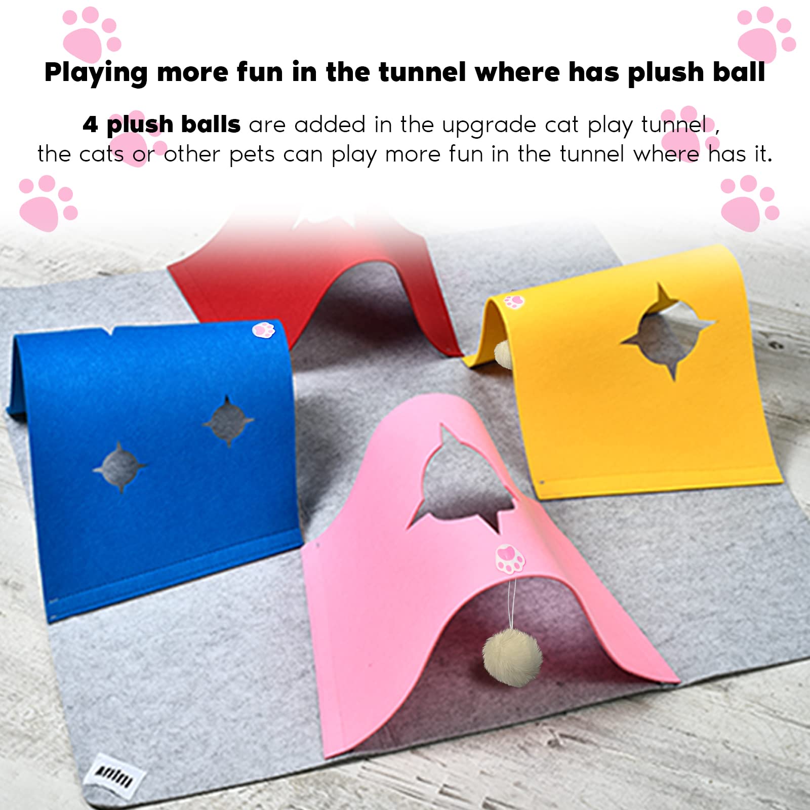 Cat Toys Tunnel for Indoor Cats, Interactive Cat Enrichment Furniture with Plush Ball for Small Animals Pets, Kittens, Rabbit Ca