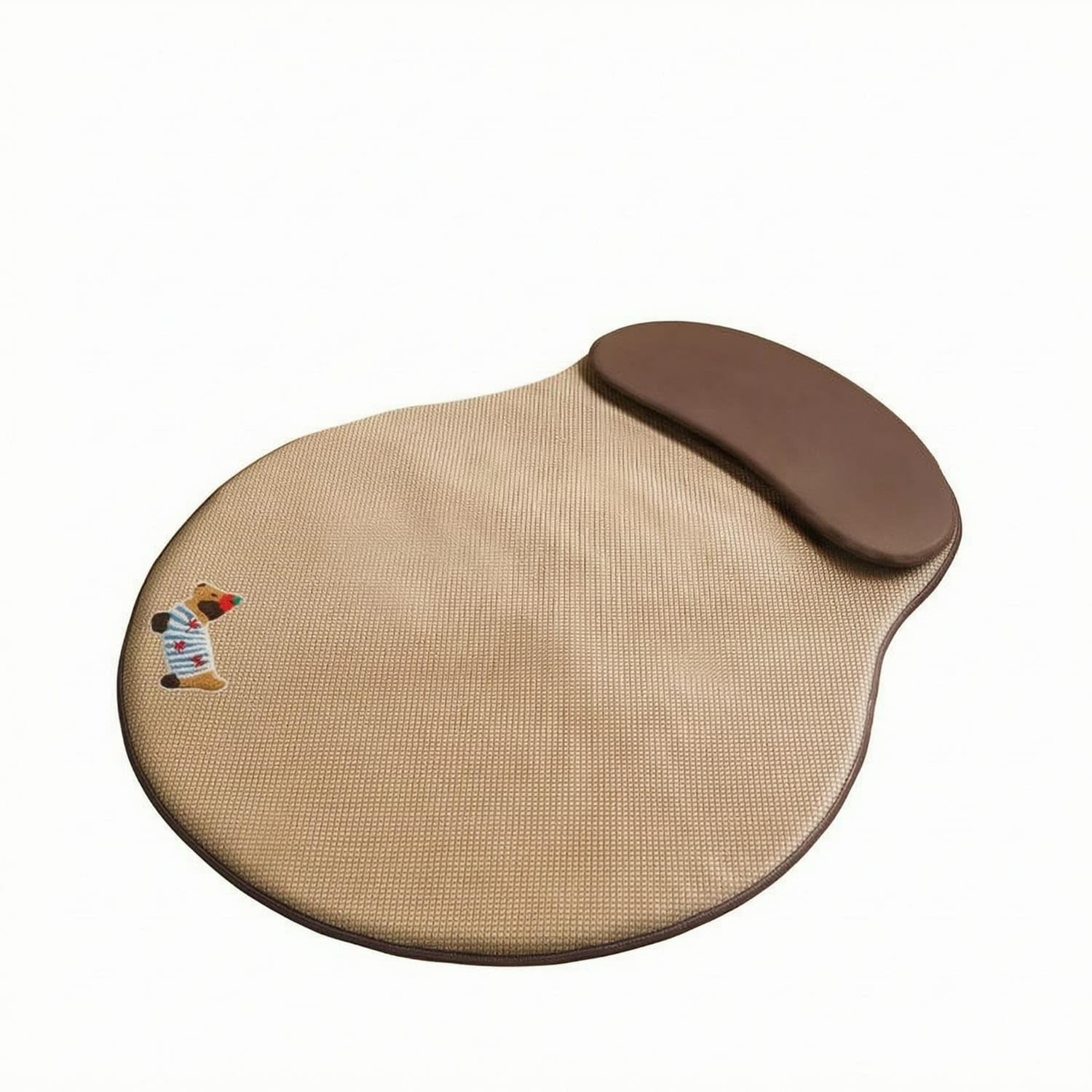 Summer Pet Cooling Mat Headrest Cooling Bed Mat Woven Texture Piped Border for Cats, Small Dogs, XL, Brown Dog
