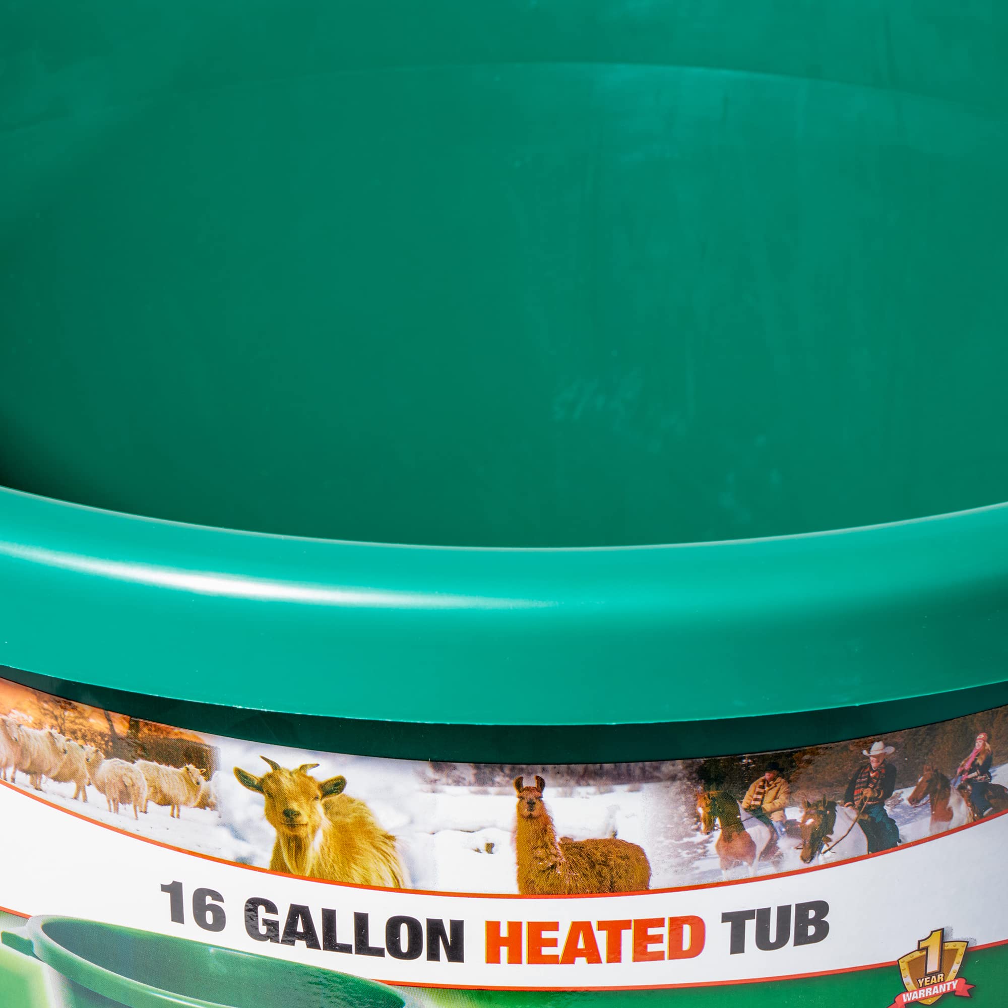 Farm Innovators Ht-200 16 Gallon Plastic Heated Livestock Pet Farm Animal Water Bucket Tub With Hidden De-Icer Heating Element, Green