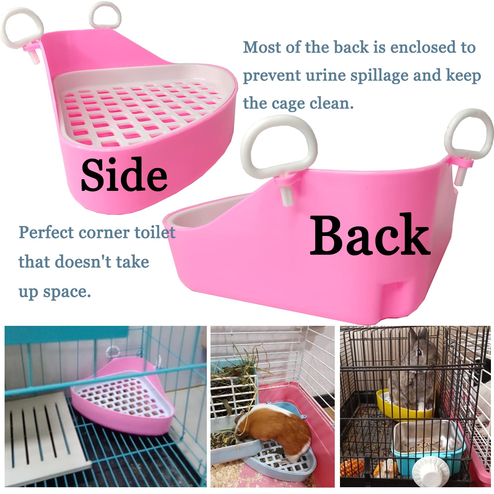 Hamiledyi Guinea Pig Potty Trainer Corner, Small Animals Triangle Plastic Litter Box, Bedding Litter Box Pee Pan Tray Toilet For