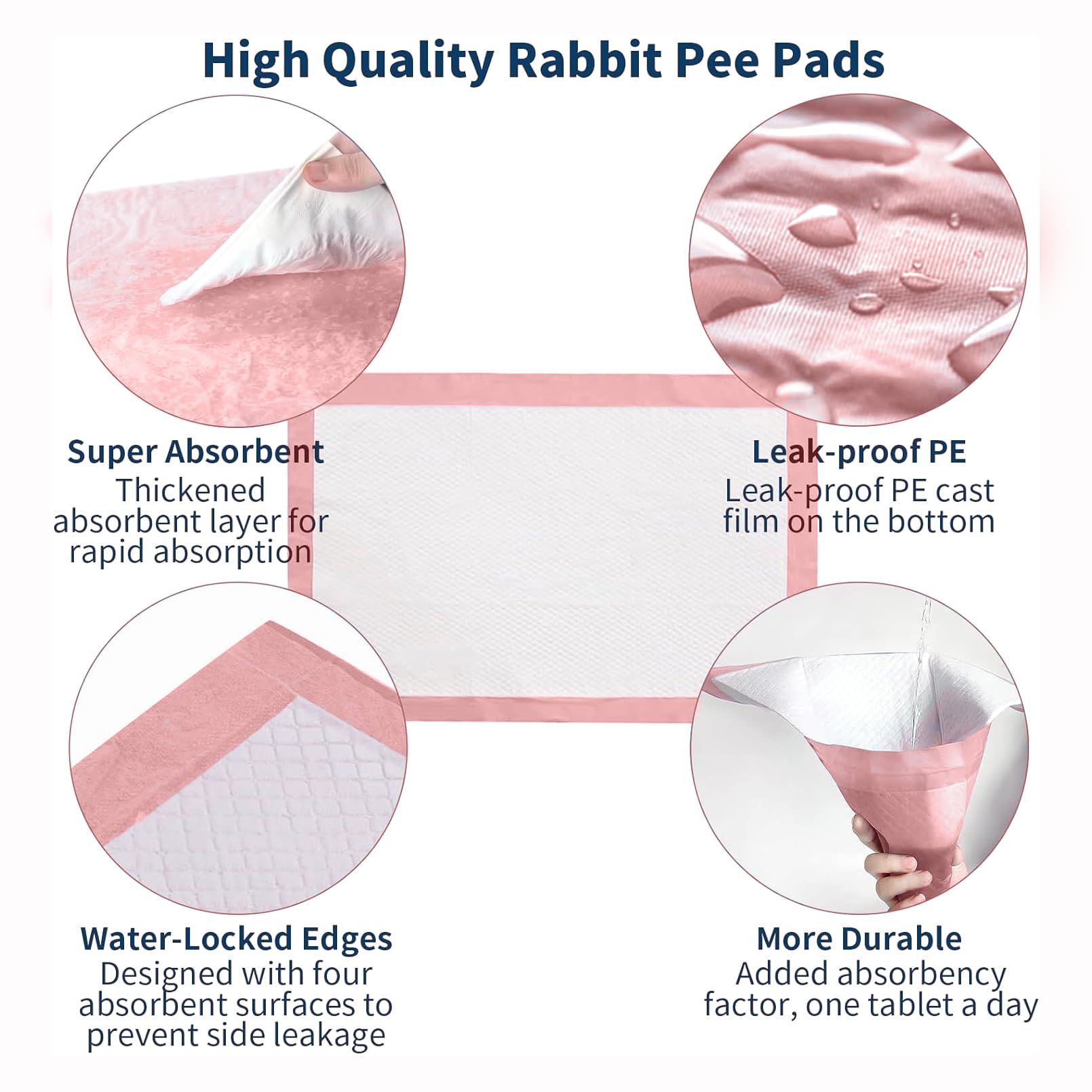 Tfwadmx Rabbit Pee Pads 30 Pcs 18''   13'' Disposable Cage Liners Leak-Proof Super Absorbent Potty Training Pad For Puppy Guinea