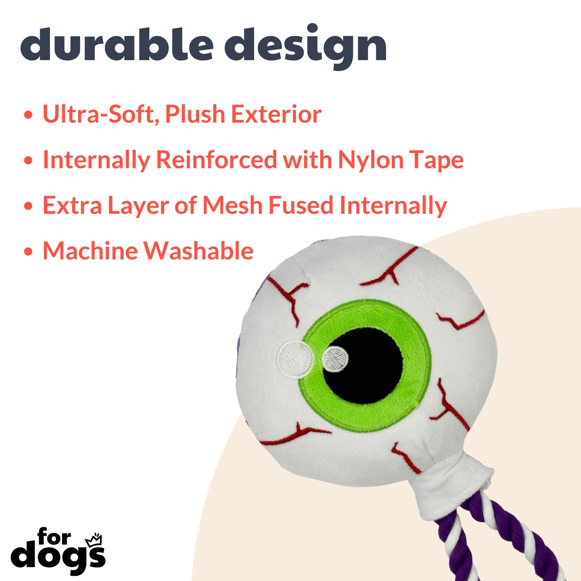 Huxley & Kent For Dogs | Eyeball Safety Pop | Halloween Fall Power Plush Dog Toy With Squeaker | Funny Dog Toy | Cute Dog Toy | H&K Squeaky Dog Toy