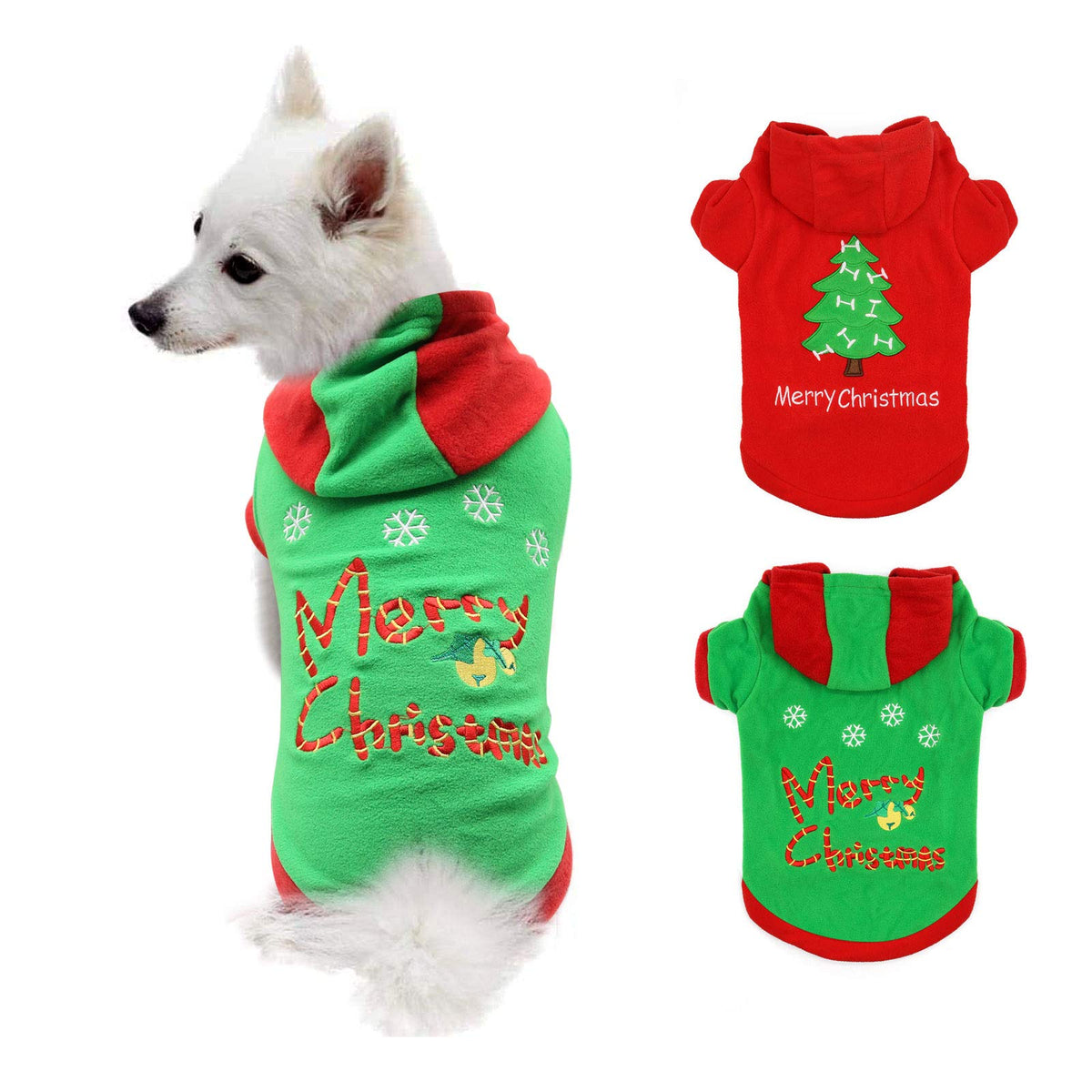 Hylyun Puppy Christmas Outfit 2 Packs - Small Dog Christmas Outfits Pet Santa Claus Suit Dog Hoodies For Small Dogs And Cats L