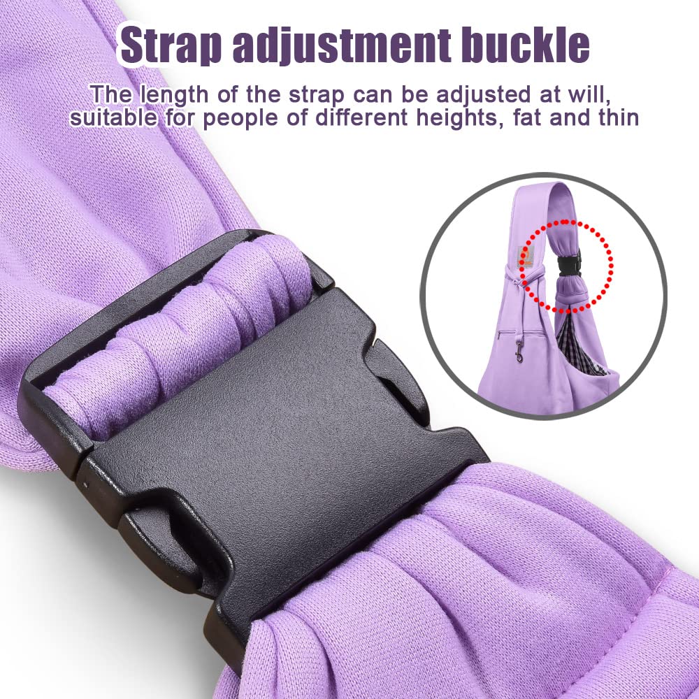 Tomkas Dog Sling Carrier For Small Dogs Puppy (Light Purple, Adjustable Strap & Zipper Pocket)