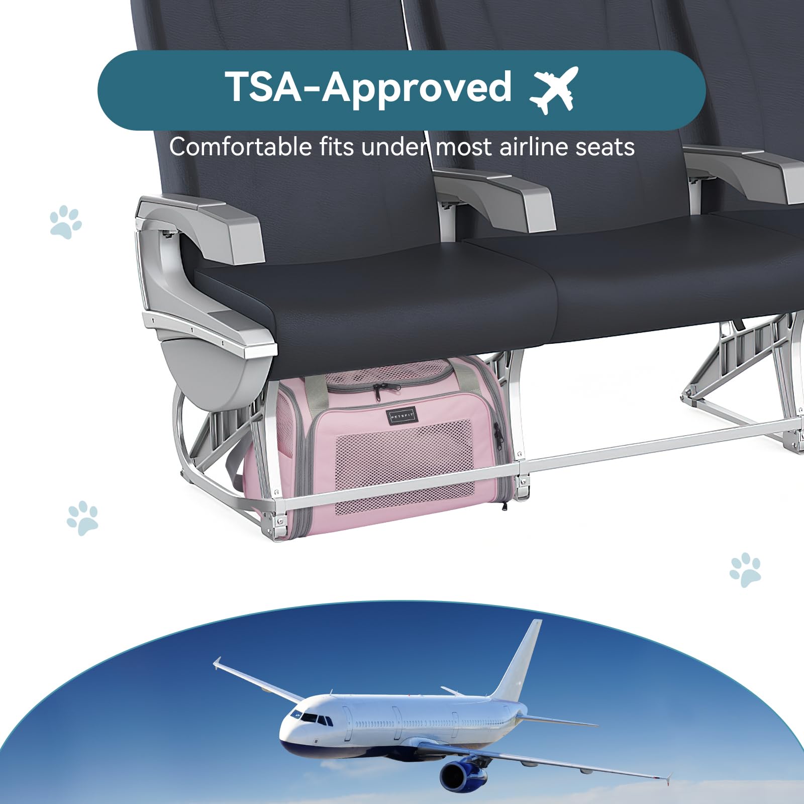 Petsfit Cat Carrier, Pet Carrier Airline Approved, Cat Travel Carrier For Small And Medium Cats Under 12 Lbs, Soft Sided Kitten