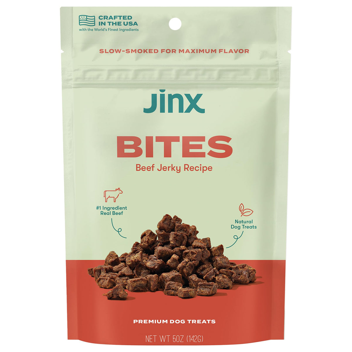 Jinx Beef Bites, Soft Jerky Dog Treats, Bite-Sized Snack, Low-Calorie And Packed With Flavor, Slow-Smoked Real Beef & Liver, No 