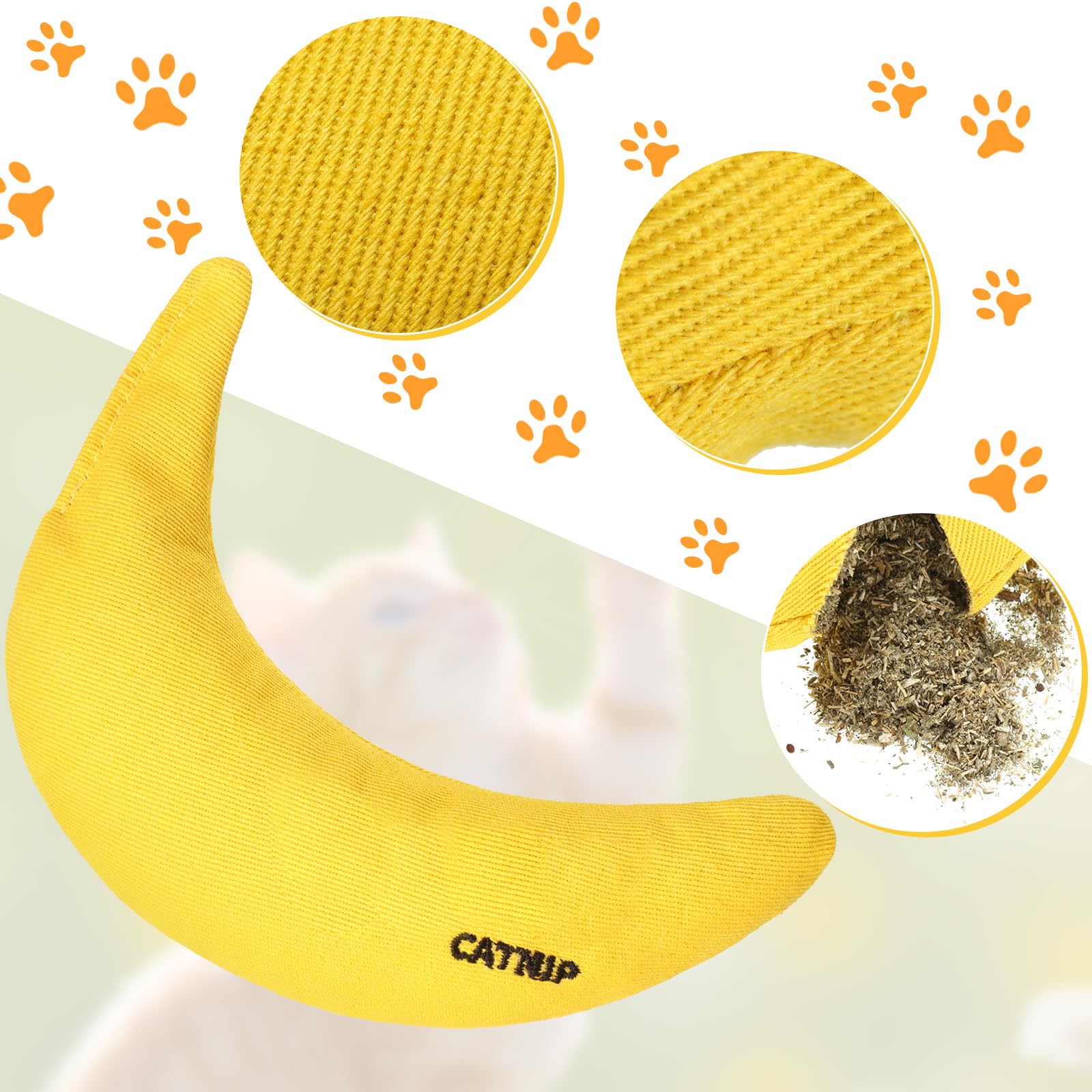Sotiff 4 Pieces Catnip Toys Yellow Banana Cat Chew Catnip Toys Kitten Interactive Toy Reliable Catnip Filled Cat Toys For Indoor