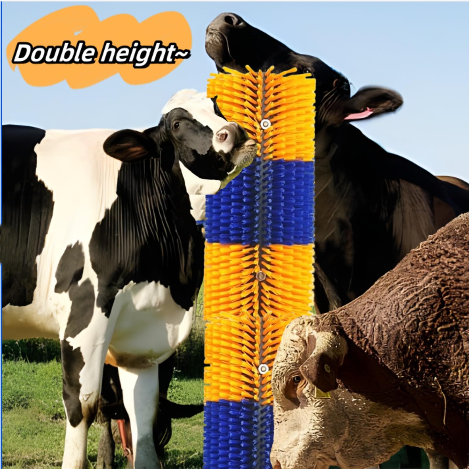 Livestock Scratch Brush, 2Pcs Goat Brush Post For Scratching Itch,Durable Cow Scatcher Can Be Easily Mounted,Best Horse Brush Fo
