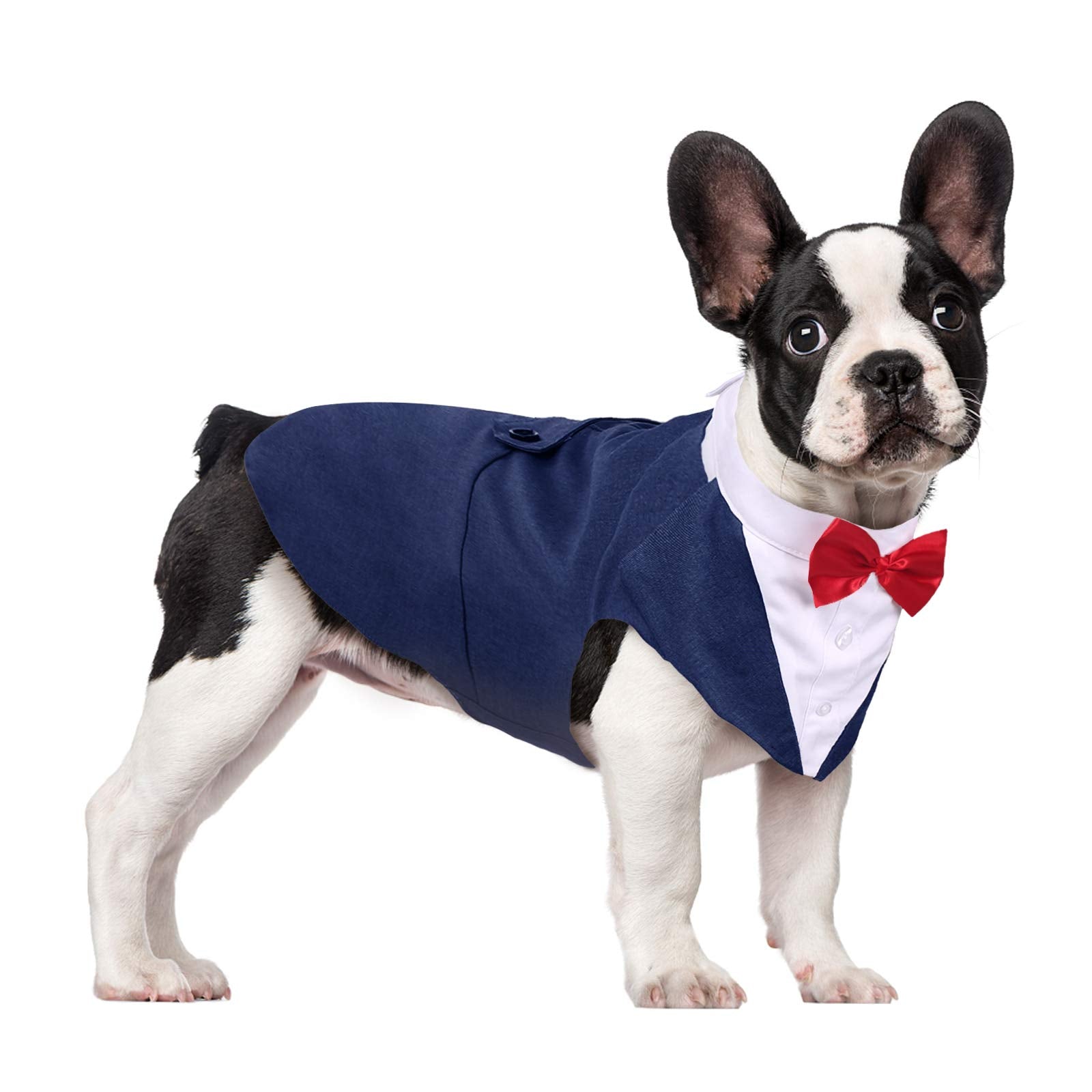 Kuoser Dog Tuxedo Dog Suit And Bandana Set, Dogs Tuxedo Wedding Party Suit, Dog Prince Wedding Bow Tie Shirt Formal Dog Wedding Attire For Large And Medium Dogs Golden Retriever Samo Bulldogs